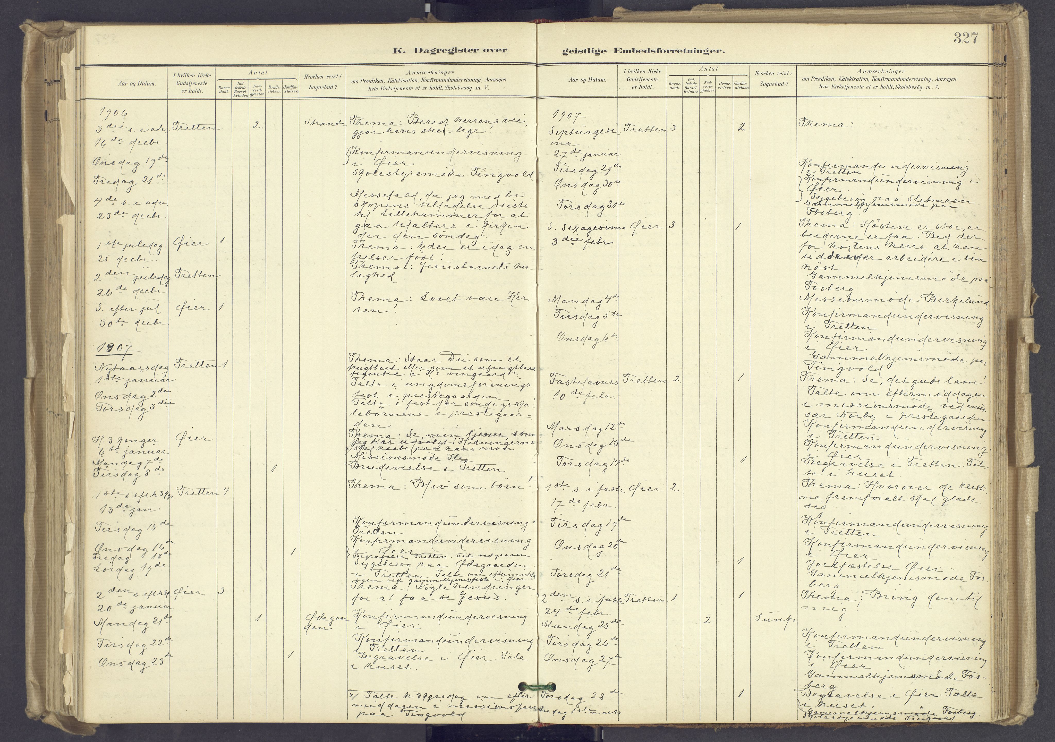 Øyer prestekontor, SAH/PREST-084/H/Ha/Haa/L0012: Parish register (official) no. 12, 1897-1920, p. 327