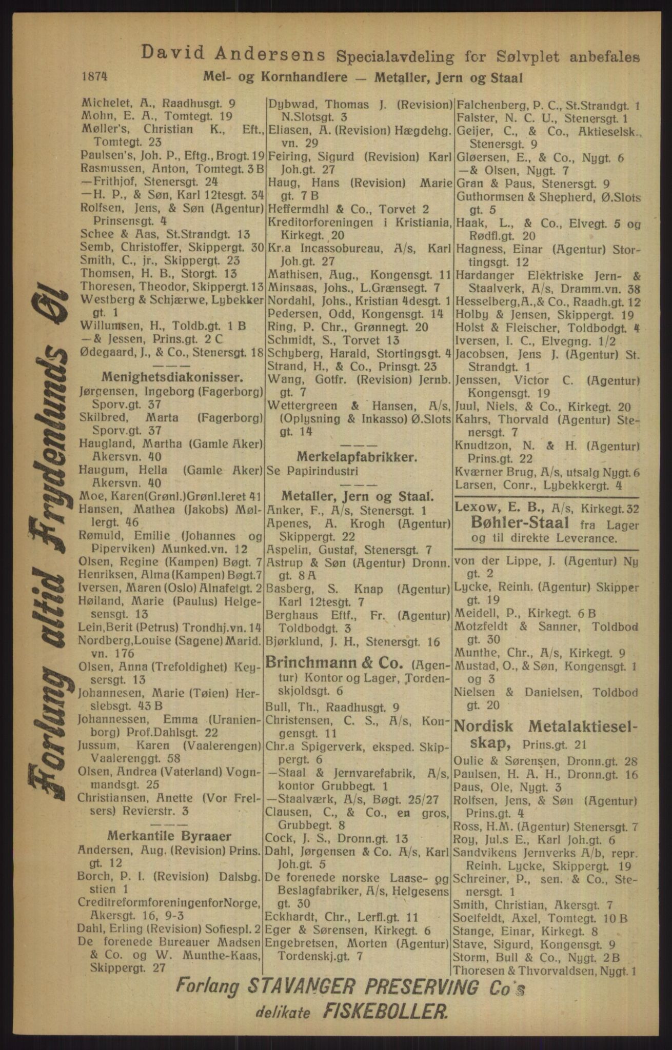 Kristiania/Oslo adressebok, PUBL/-, 1915, p. 1874