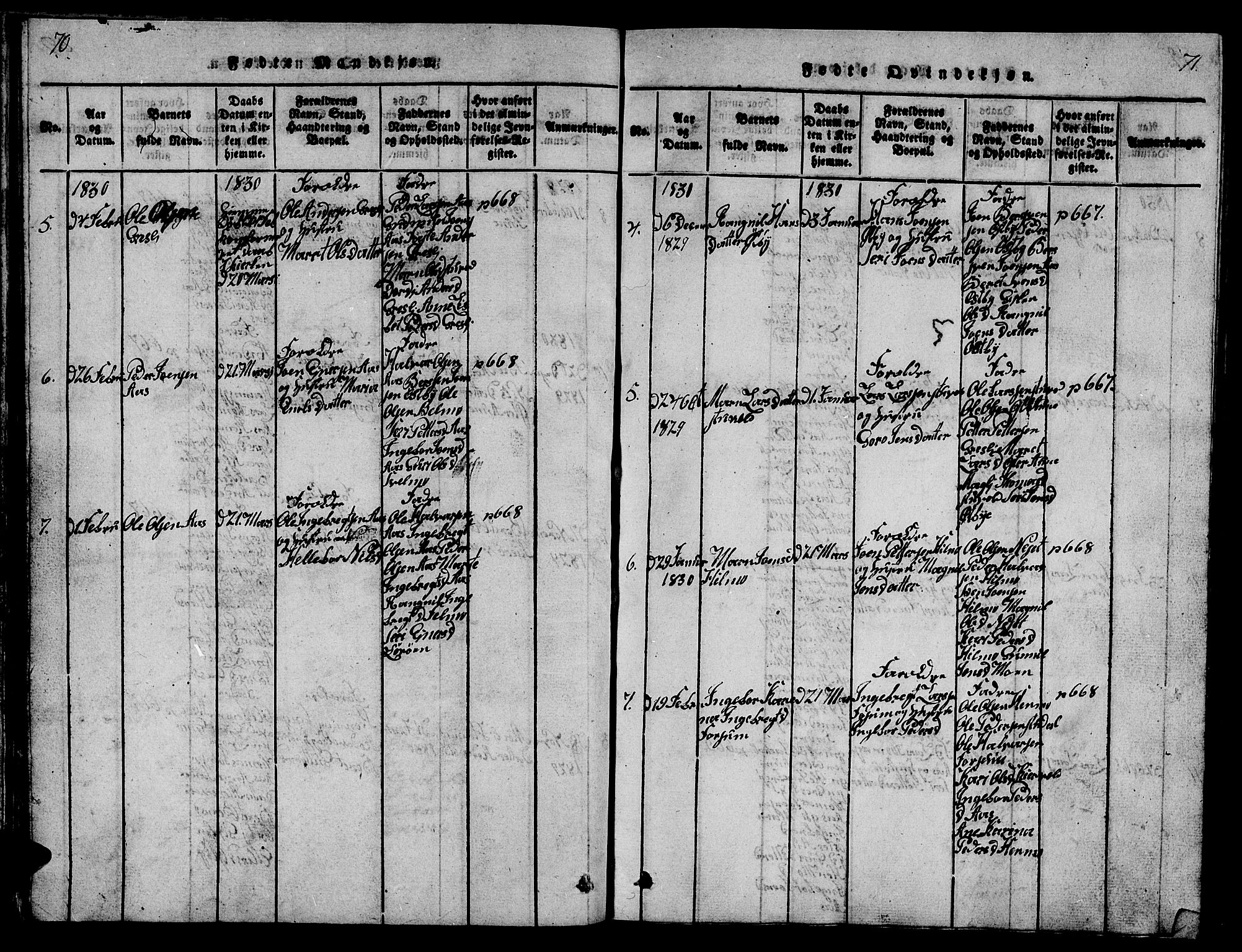 Ministerialprotokoller, klokkerbøker og fødselsregistre - Sør-Trøndelag, AV/SAT-A-1456/698/L1164: Parish register (copy) no. 698C01, 1816-1861, p. 70-71