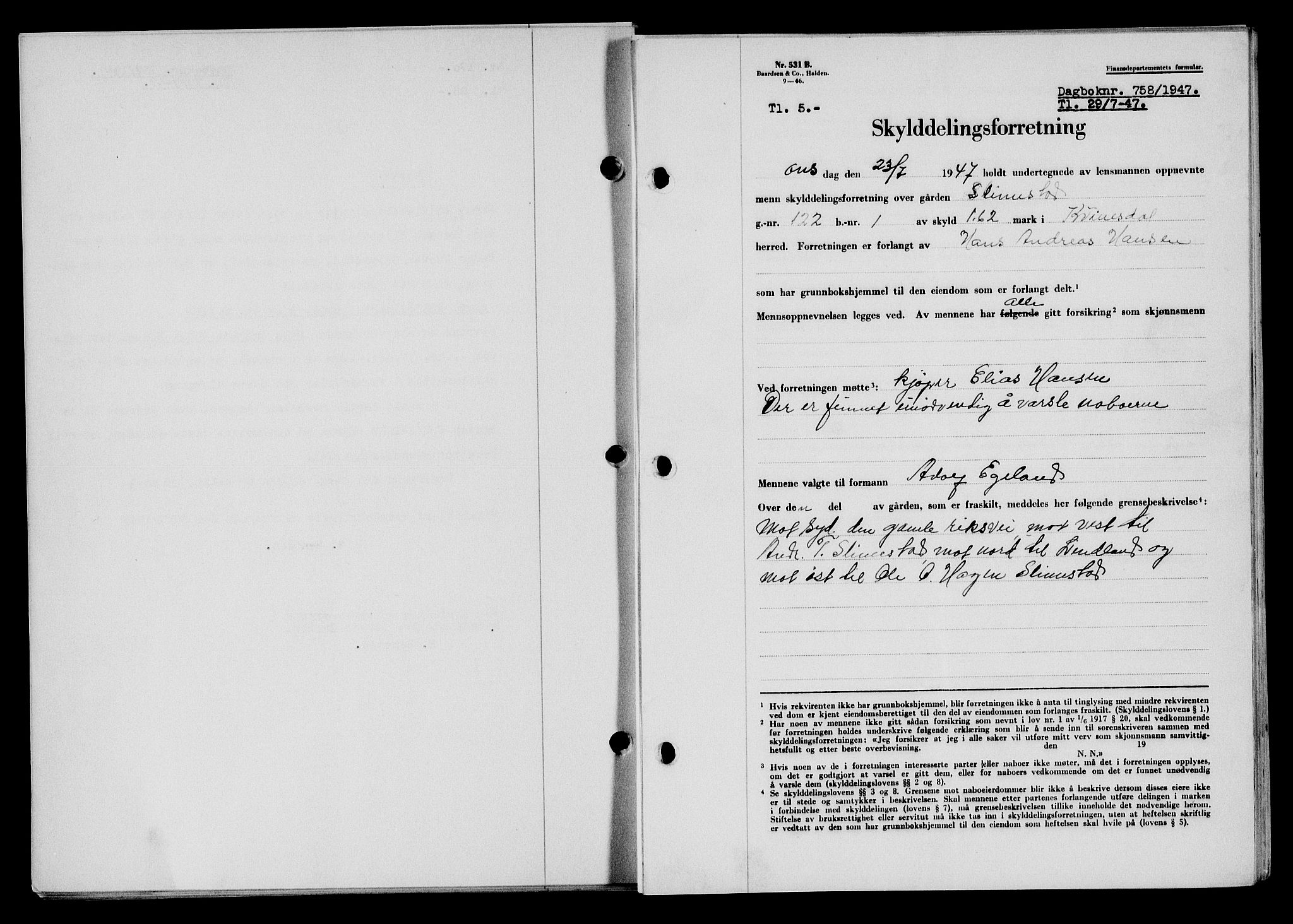 Flekkefjord sorenskriveri, SAK/1221-0001/G/Gb/Gba/L0062: Mortgage book no. A-10, 1947-1947, Diary no: : 758/1947