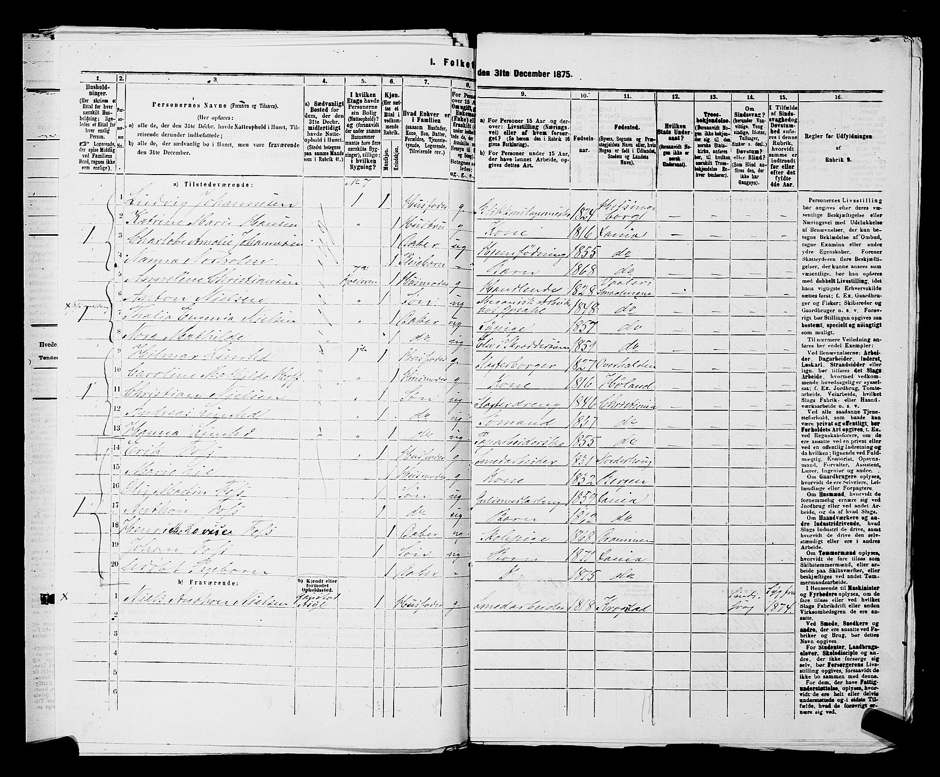 RA, 1875 census for 0301 Kristiania, 1875, p. 2753