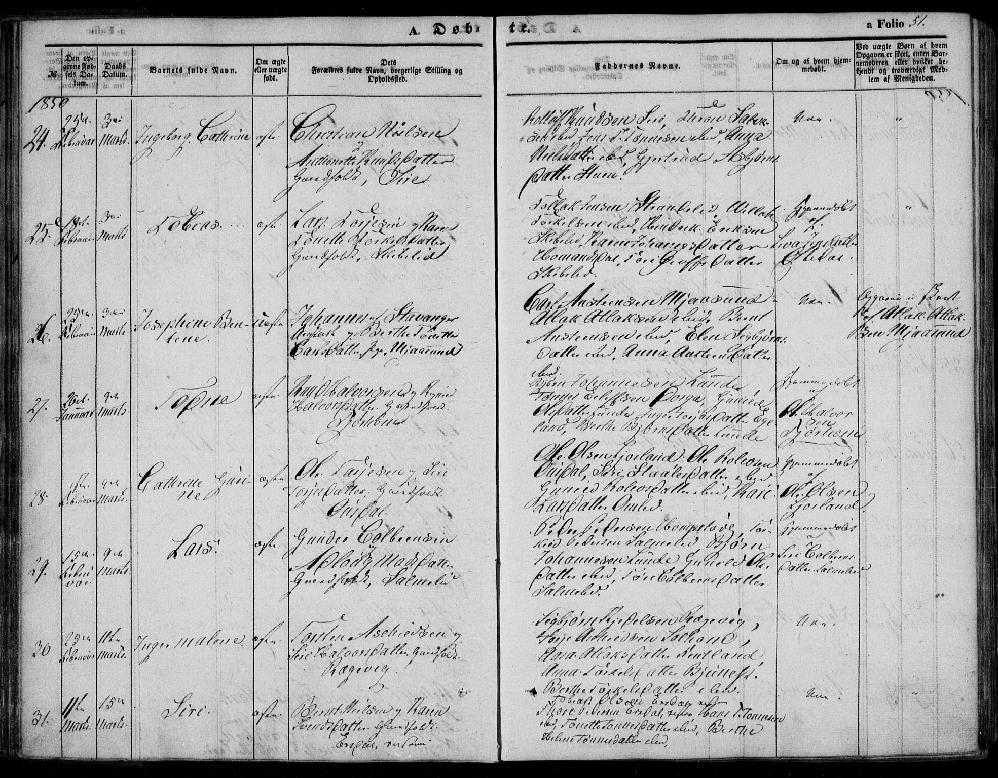 Bakke sokneprestkontor, AV/SAK-1111-0002/F/Fa/Faa/L0005: Parish register (official) no. A 5, 1847-1855, p. 51