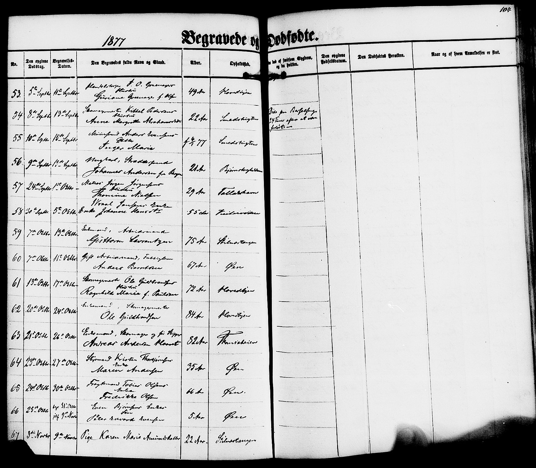 Kragerø kirkebøker, SAKO/A-278/F/Fa/L0010: Parish register (official) no. 10, 1861-1885, p. 104