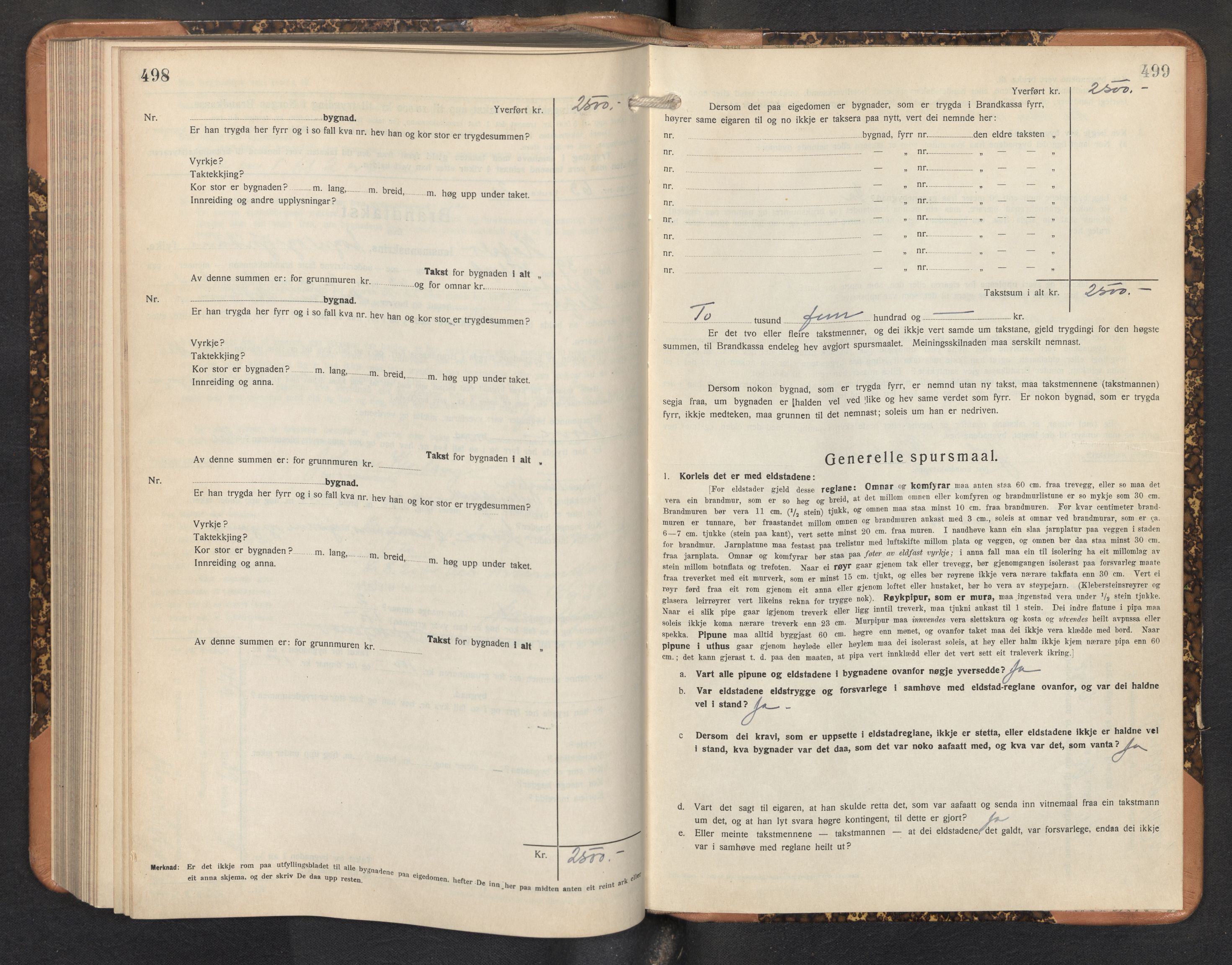 Lensmannen i Hafslo, AV/SAB-A-28001/0012/L0009: Branntakstprotokoll, skjematakst, 1933-1939, p. 498-499