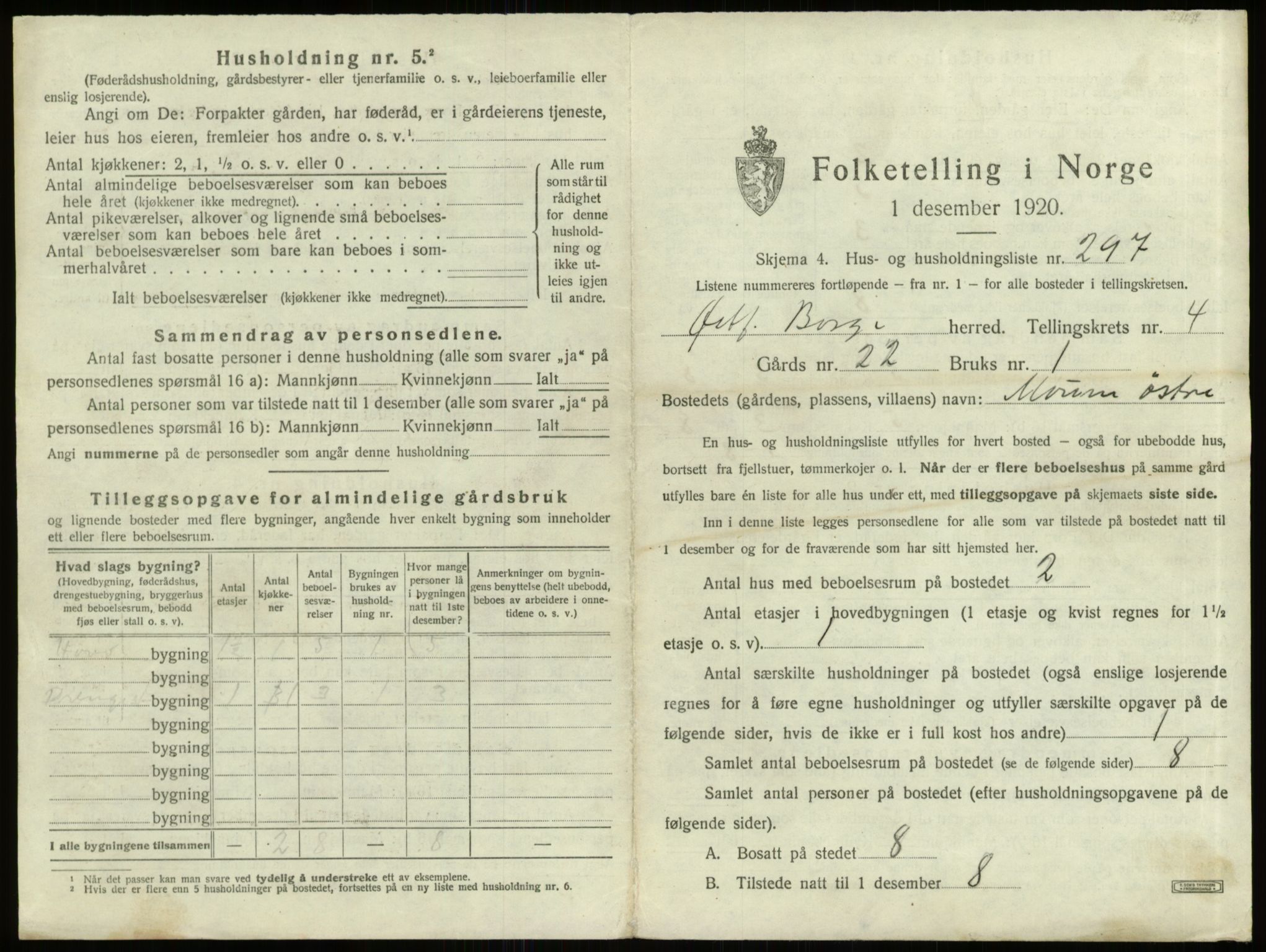 SAO, 1920 census for Borge, 1920, p. 1430