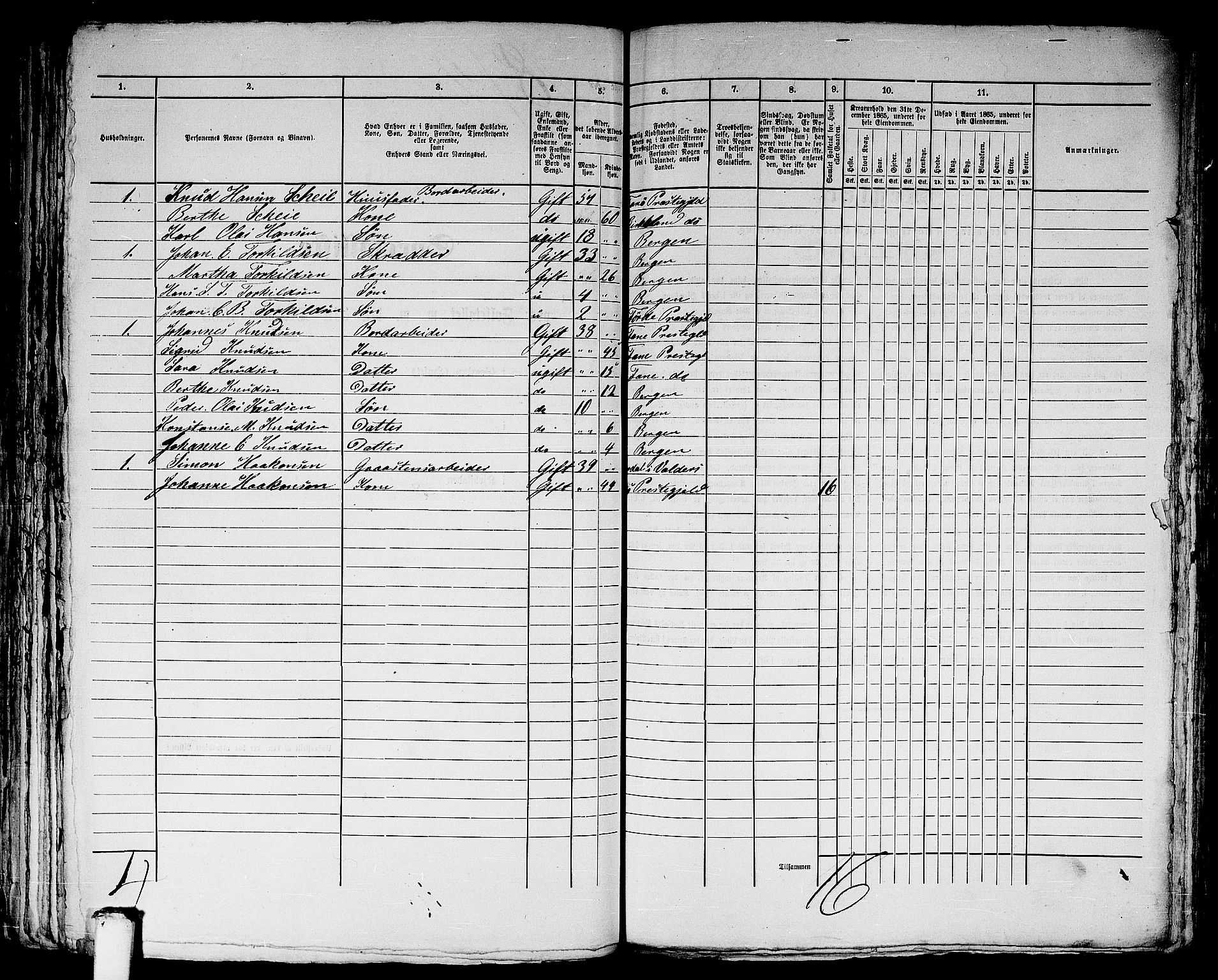 RA, 1865 census for Bergen, 1865, p. 3834