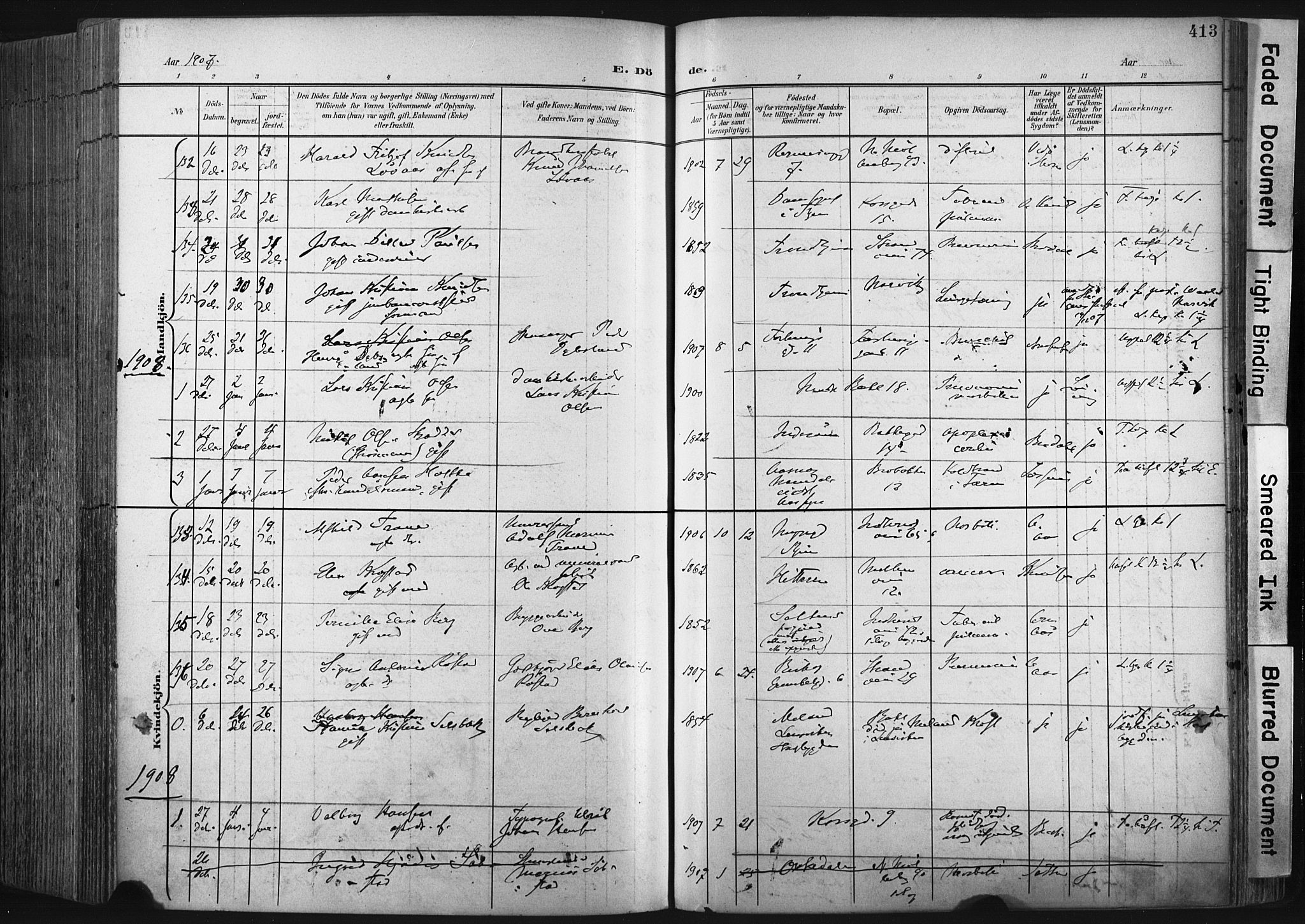 Ministerialprotokoller, klokkerbøker og fødselsregistre - Sør-Trøndelag, SAT/A-1456/604/L0201: Parish register (official) no. 604A21, 1901-1911, p. 413
