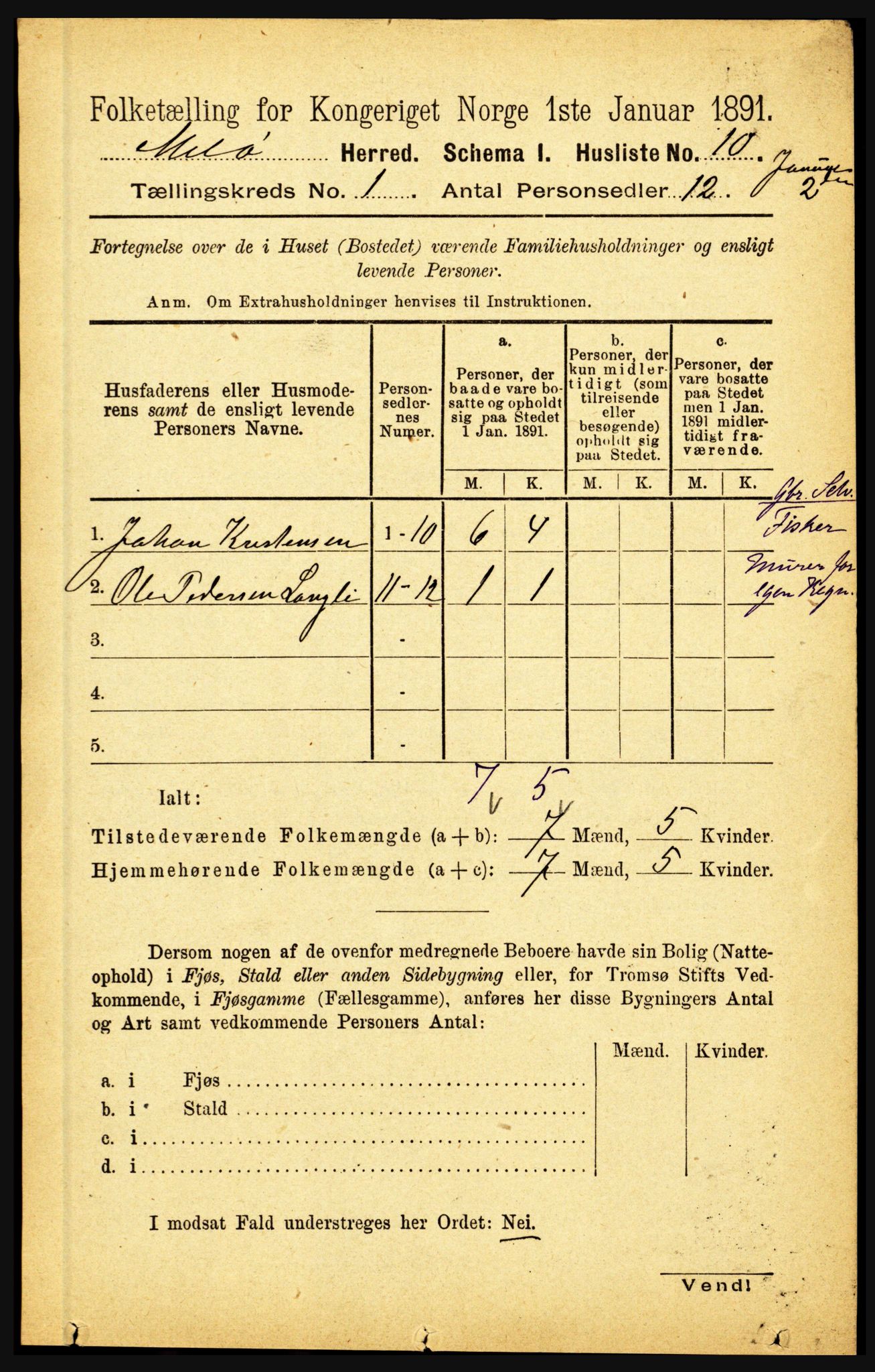 RA, 1891 census for 1837 Meløy, 1891, p. 34