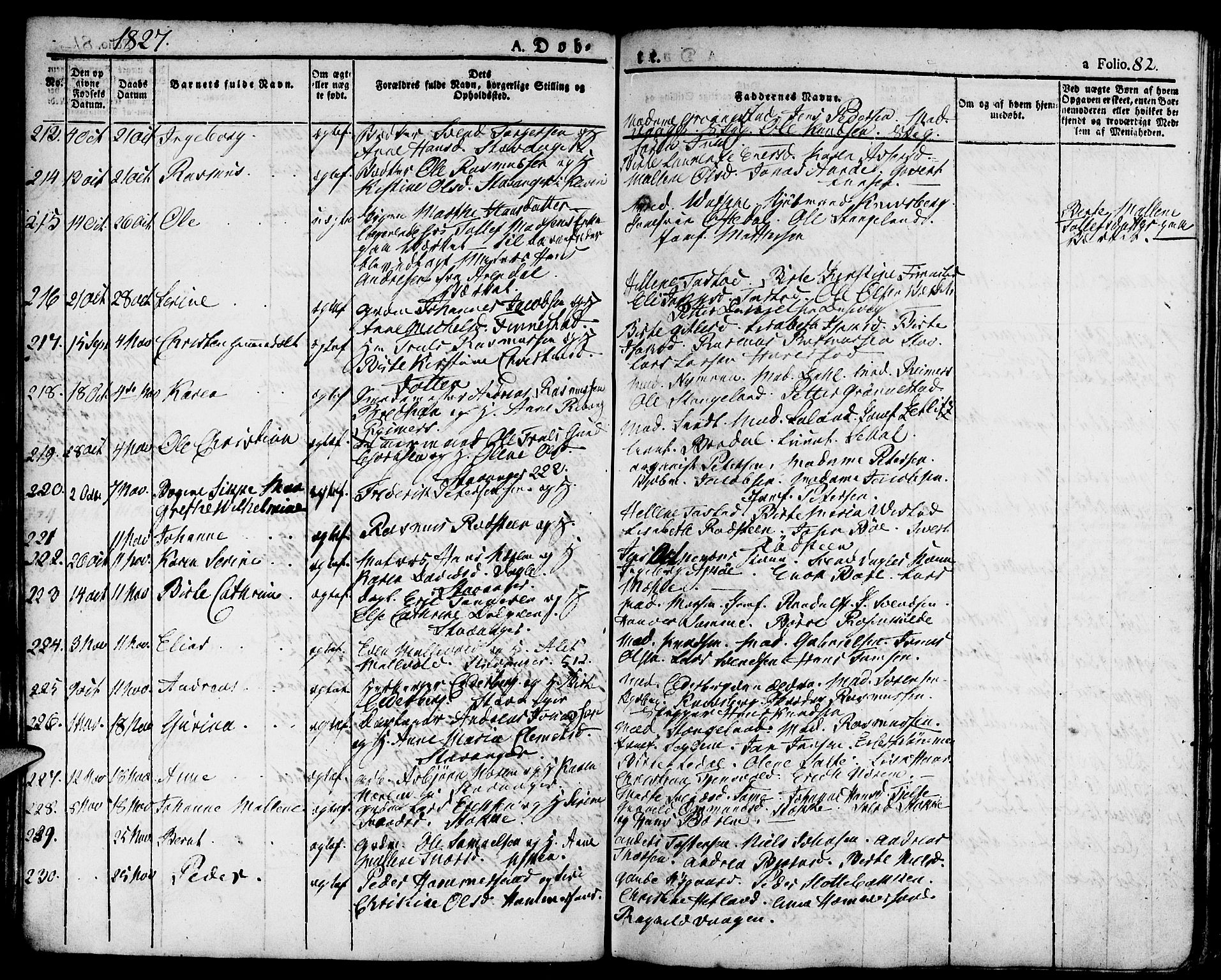 Domkirken sokneprestkontor, AV/SAST-A-101812/001/30/30BA/L0009: Parish register (official) no. A 9, 1821-1832, p. 82