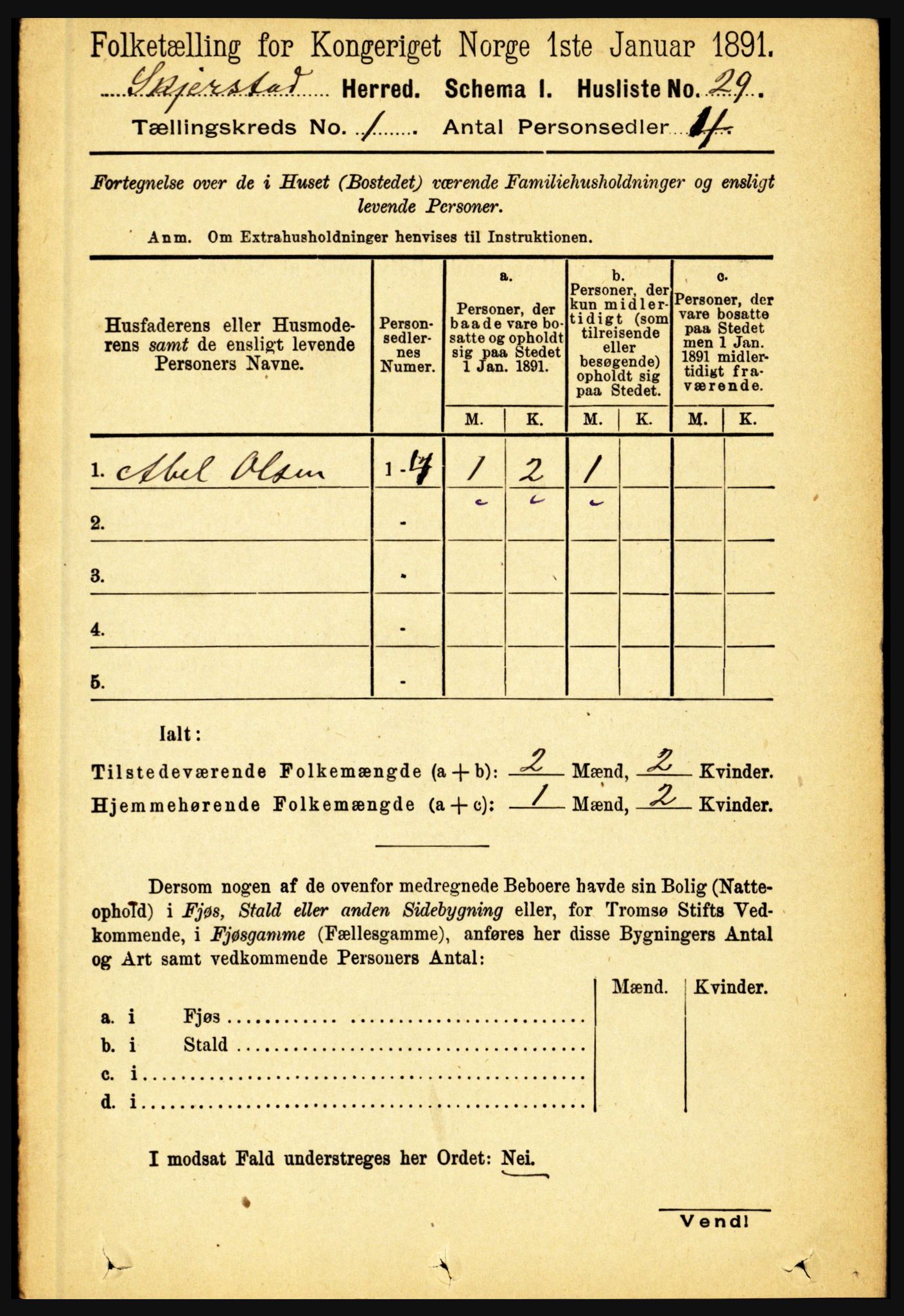 RA, 1891 census for 1842 Skjerstad, 1891, p. 62