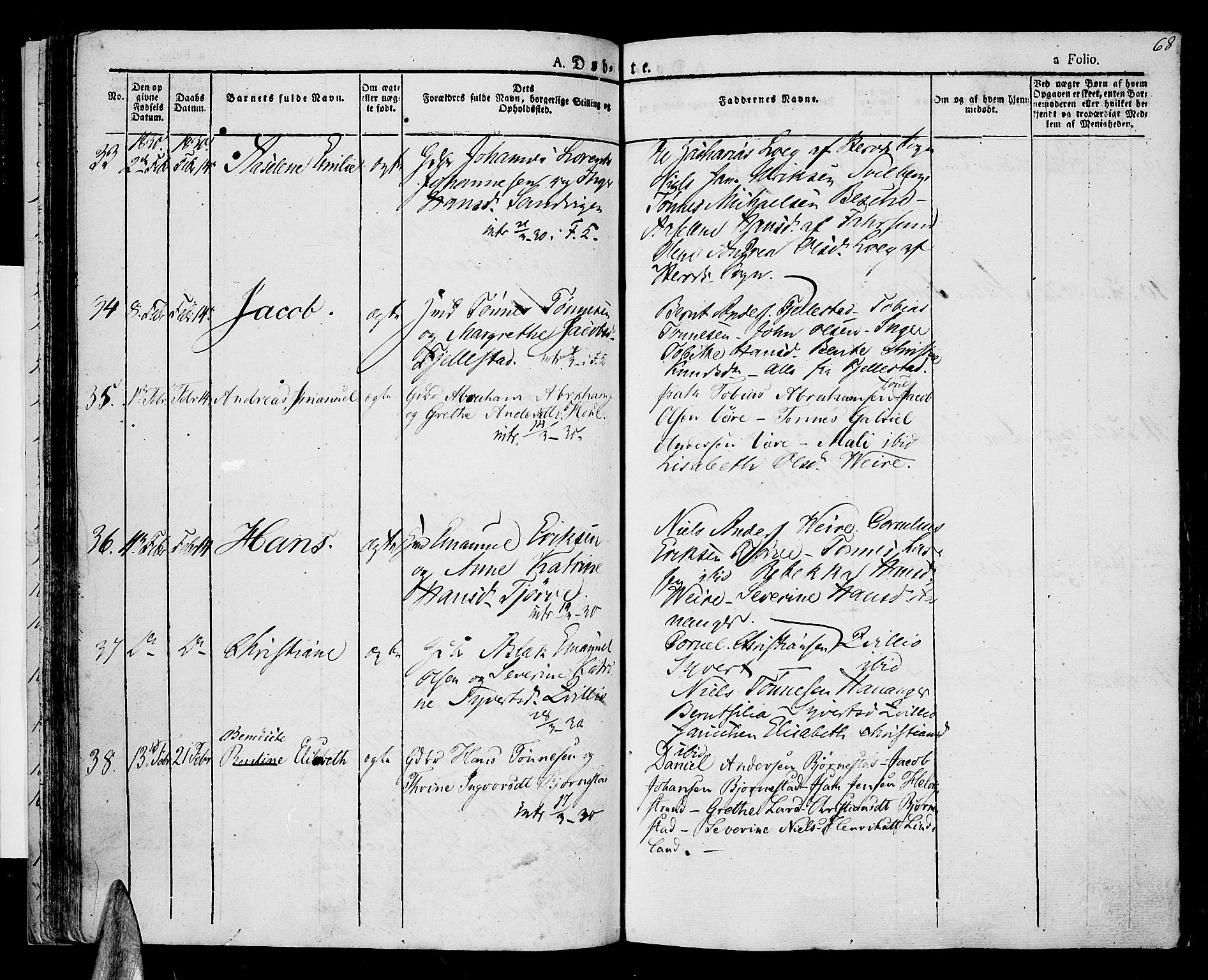 Lista sokneprestkontor, AV/SAK-1111-0027/F/Fa/L0008: Parish register (official) no. A 8, 1823-1835, p. 68