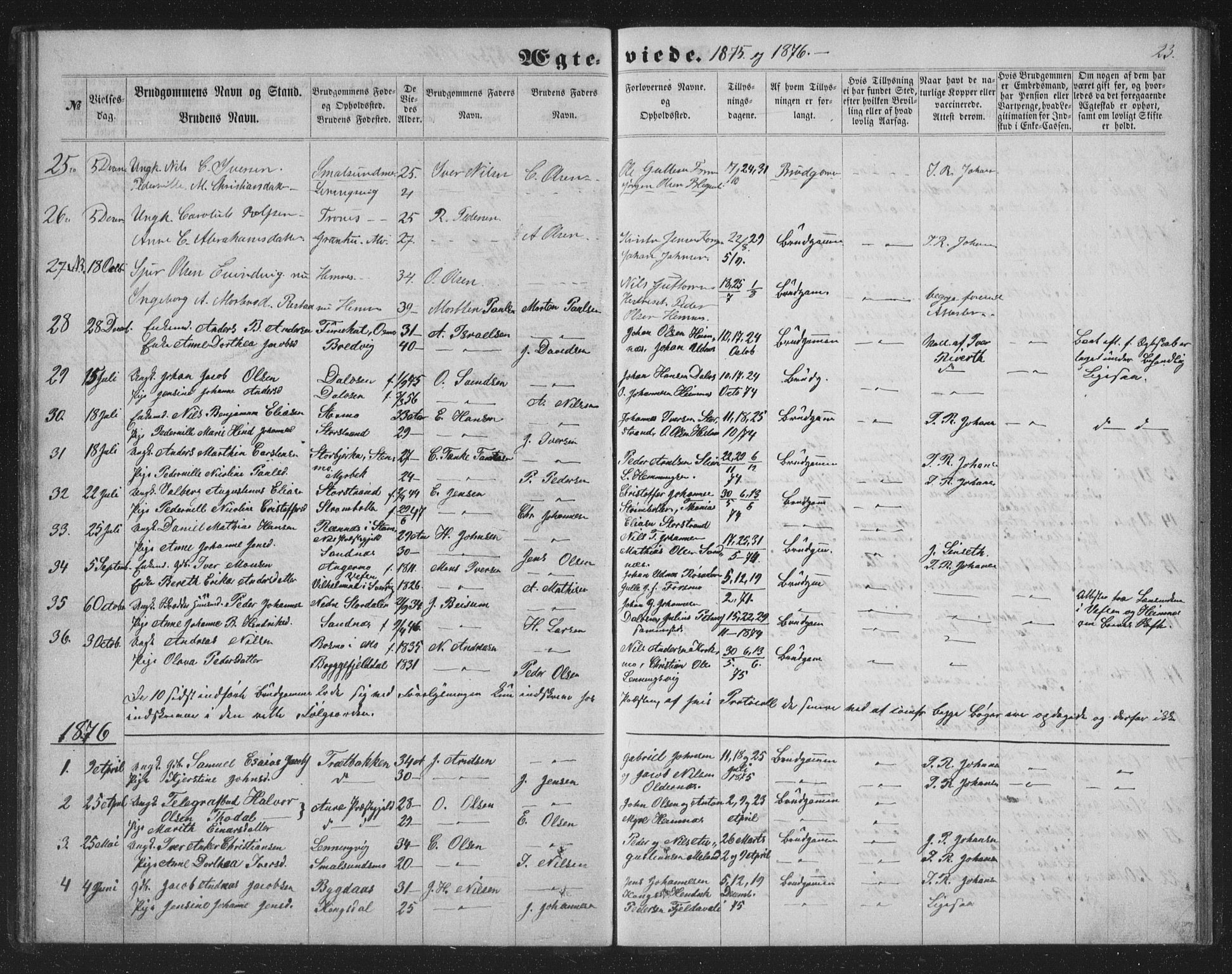 Ministerialprotokoller, klokkerbøker og fødselsregistre - Nordland, AV/SAT-A-1459/825/L0367: Parish register (copy) no. 825C04, 1863-1887, p. 23