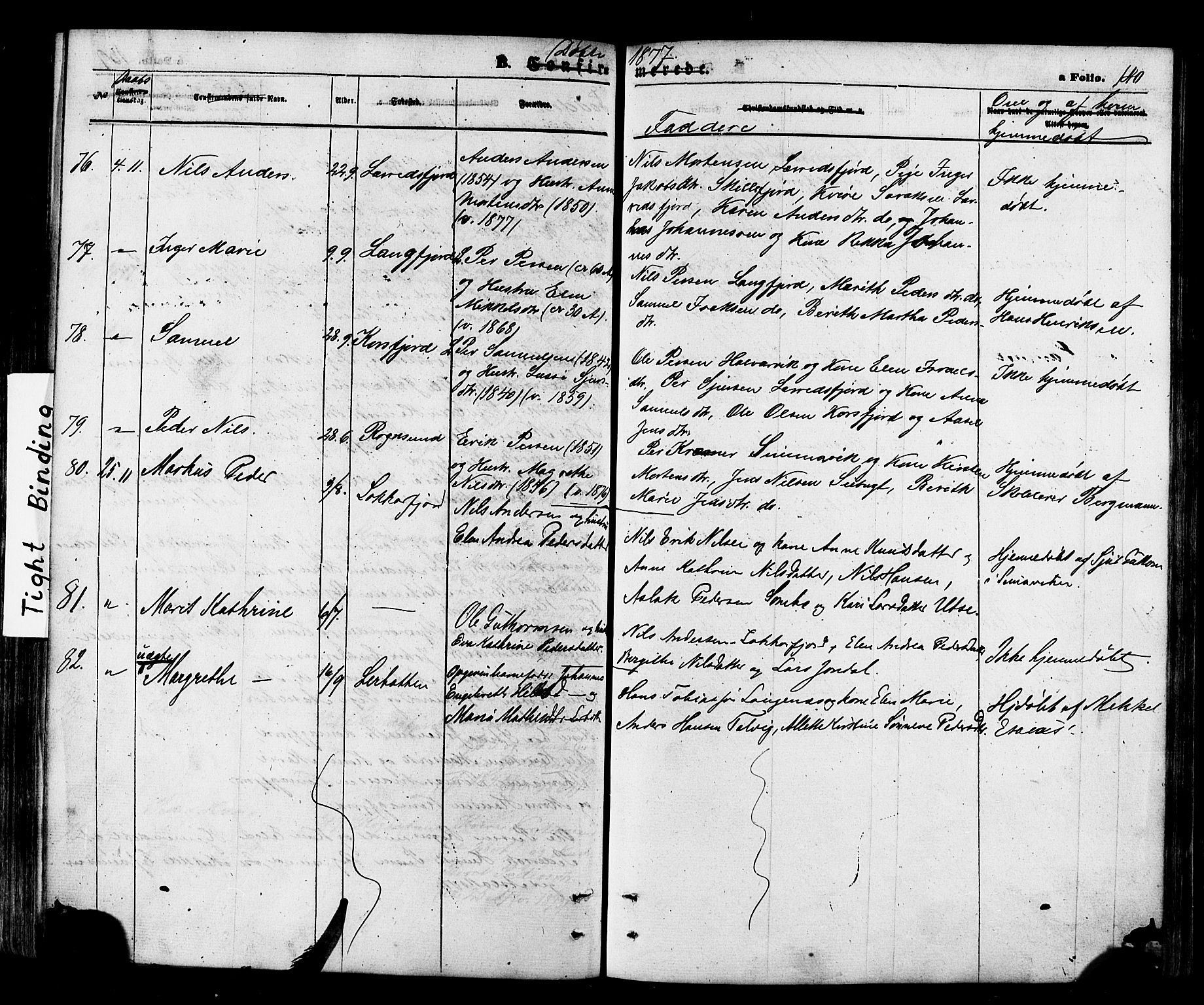 Talvik sokneprestkontor, SATØ/S-1337/H/Ha/L0011kirke: Parish register (official) no. 11, 1864-1877, p. 140