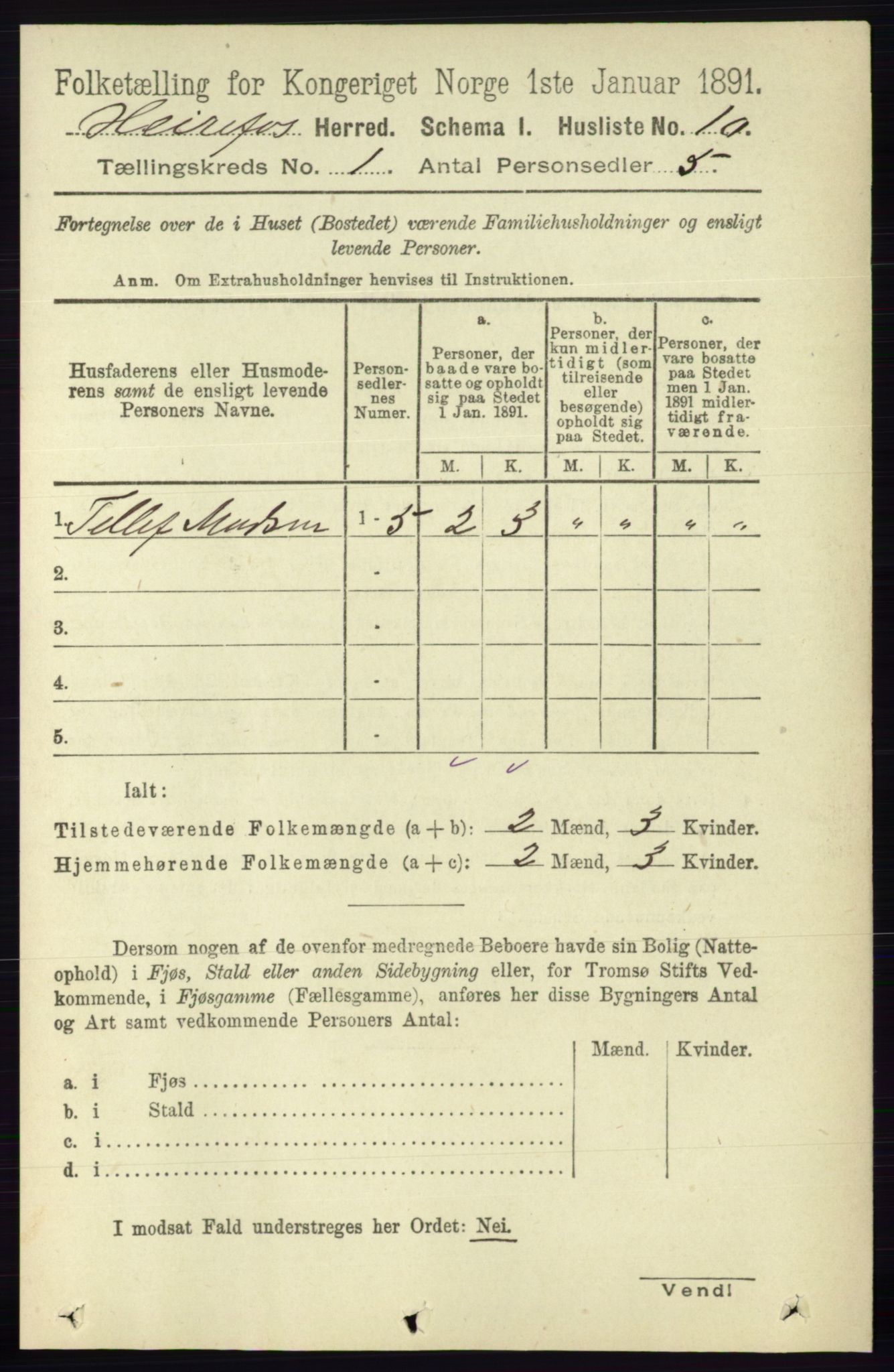 RA, 1891 census for 0933 Herefoss, 1891, p. 22