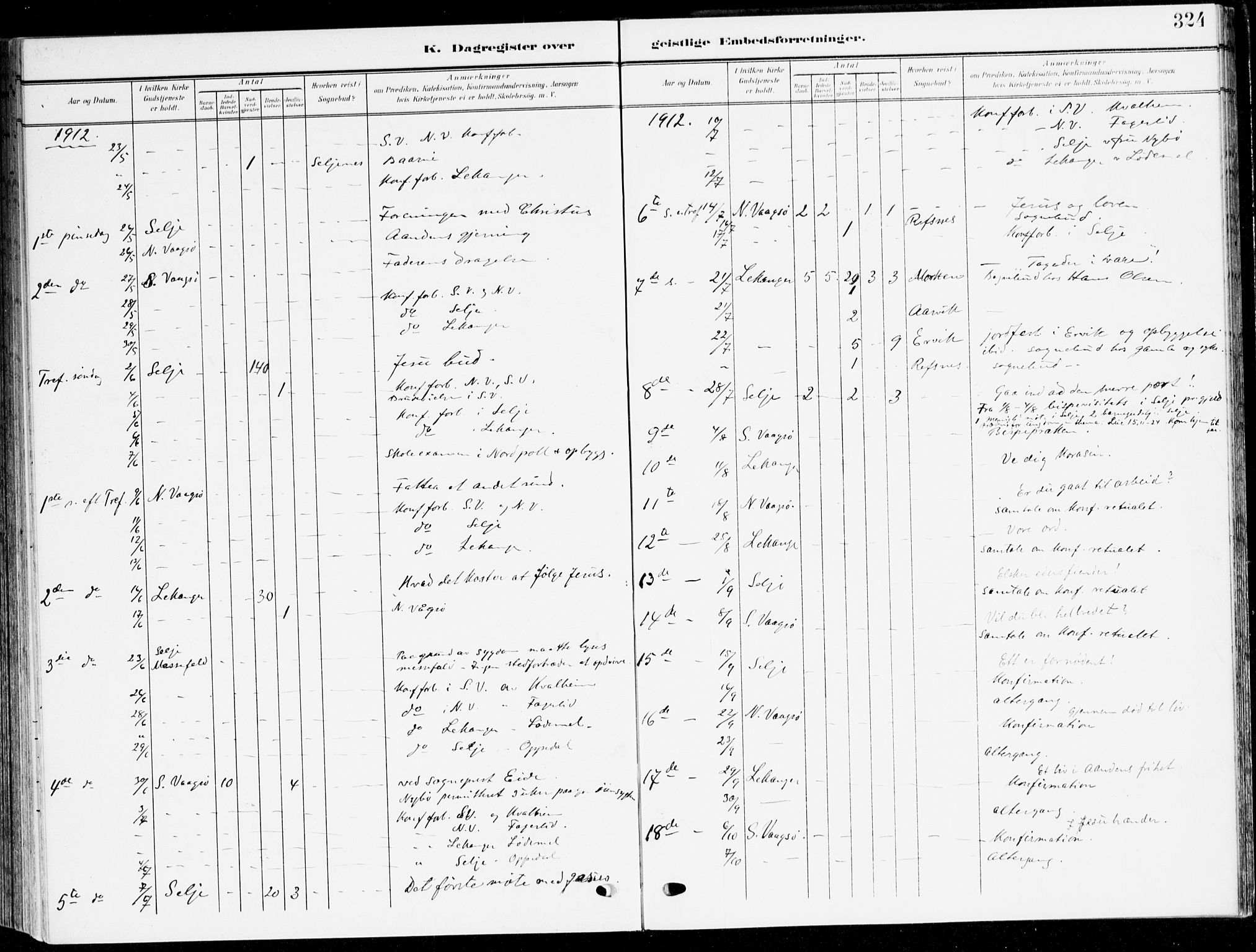 Selje sokneprestembete, AV/SAB-A-99938/H/Ha/Haa/Haab: Parish register (official) no. B 3, 1908-1923, p. 324