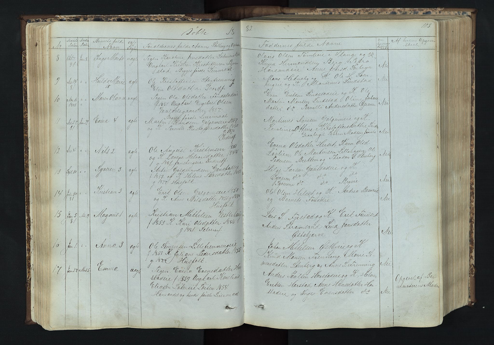 Romedal prestekontor, SAH/PREST-004/L/L0011: Parish register (copy) no. 11, 1867-1895, p. 103