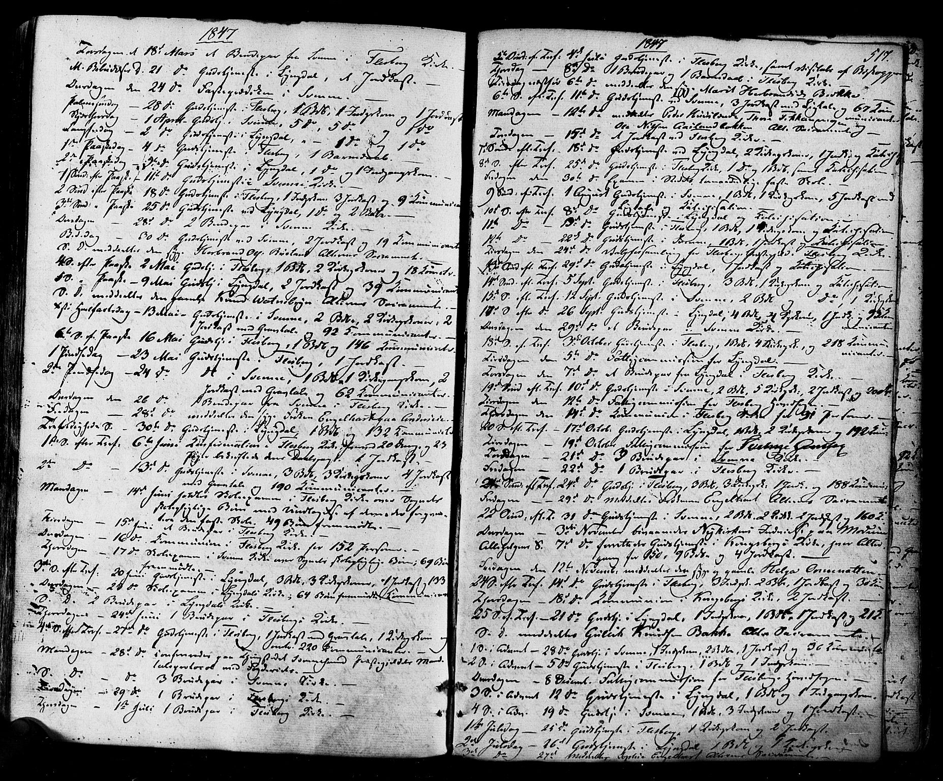 Flesberg kirkebøker, AV/SAKO-A-18/F/Fa/L0006: Parish register (official) no. I 6, 1834-1860, p. 517