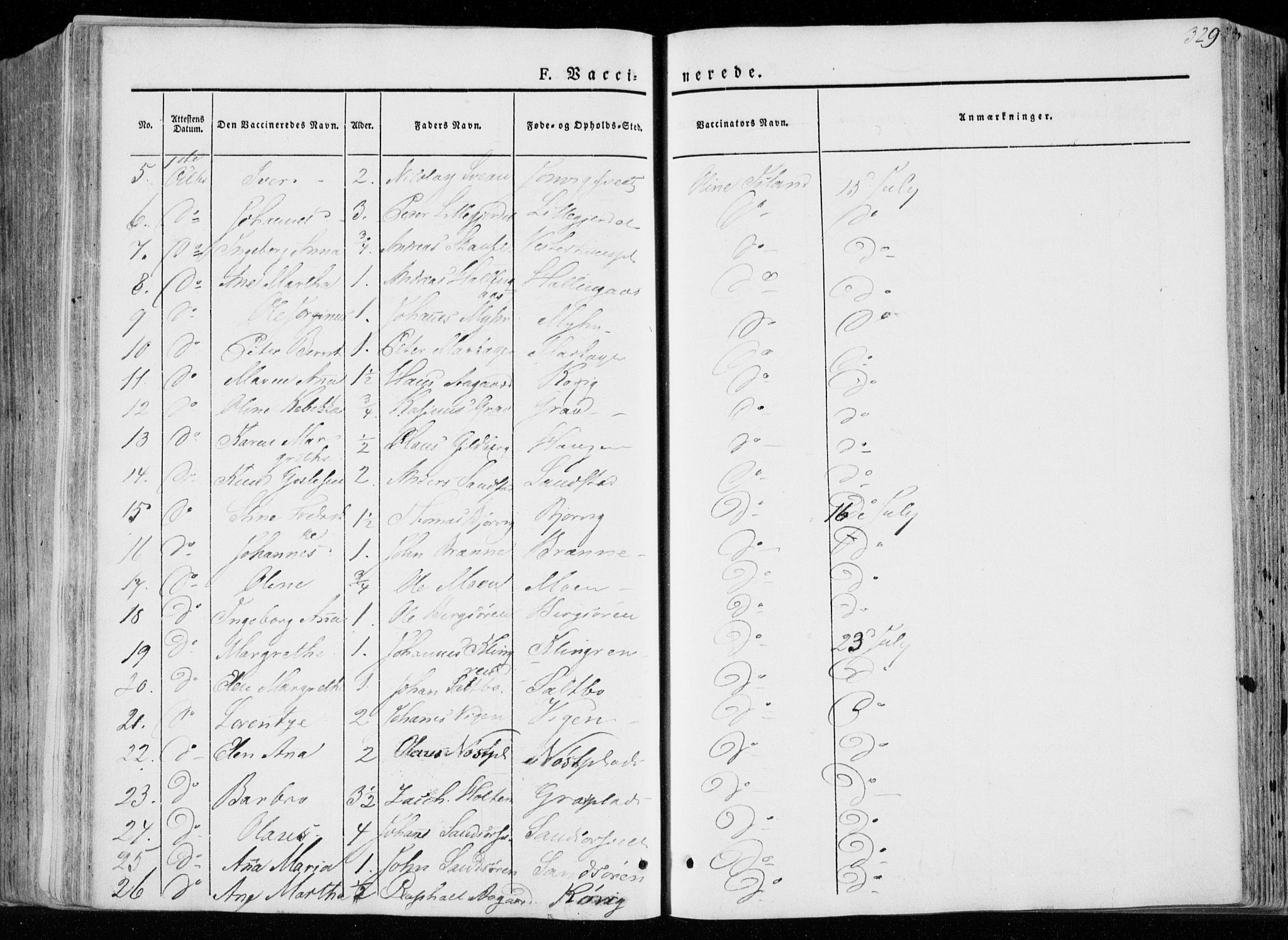 Ministerialprotokoller, klokkerbøker og fødselsregistre - Nord-Trøndelag, SAT/A-1458/722/L0218: Parish register (official) no. 722A05, 1843-1868, p. 329