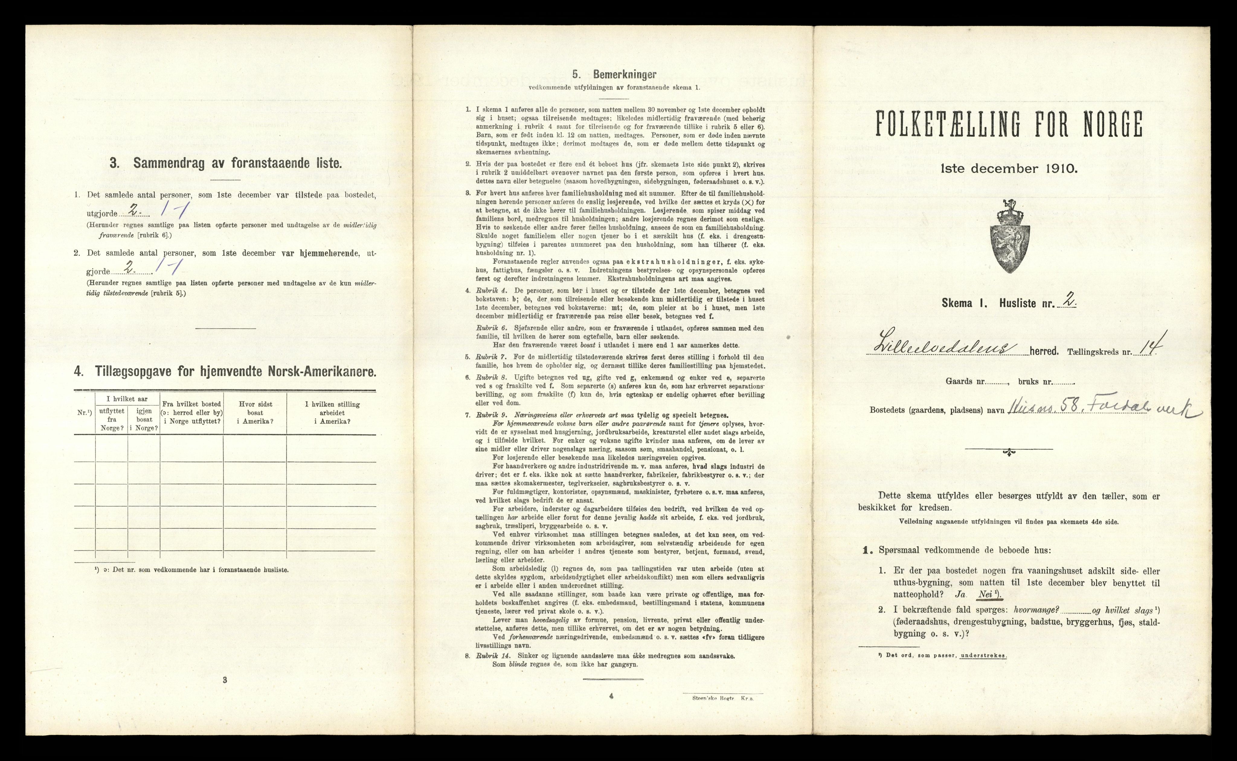 RA, 1910 census for Lille Elvedalen, 1910, p. 1109