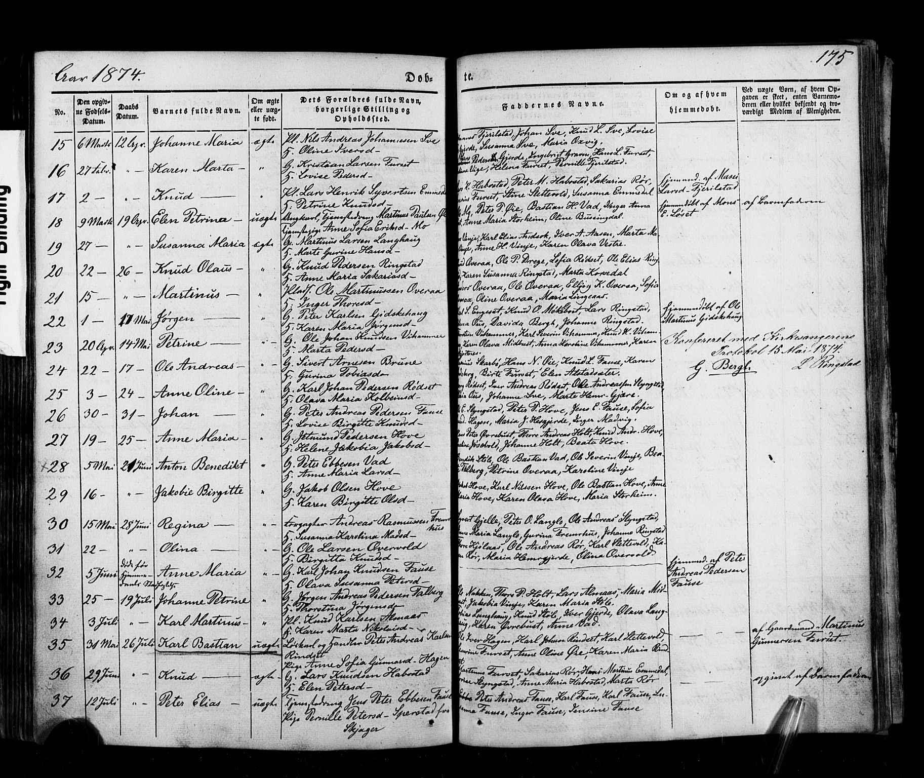 Ministerialprotokoller, klokkerbøker og fødselsregistre - Møre og Romsdal, AV/SAT-A-1454/520/L0275: Parish register (official) no. 520A05, 1844-1881, p. 175