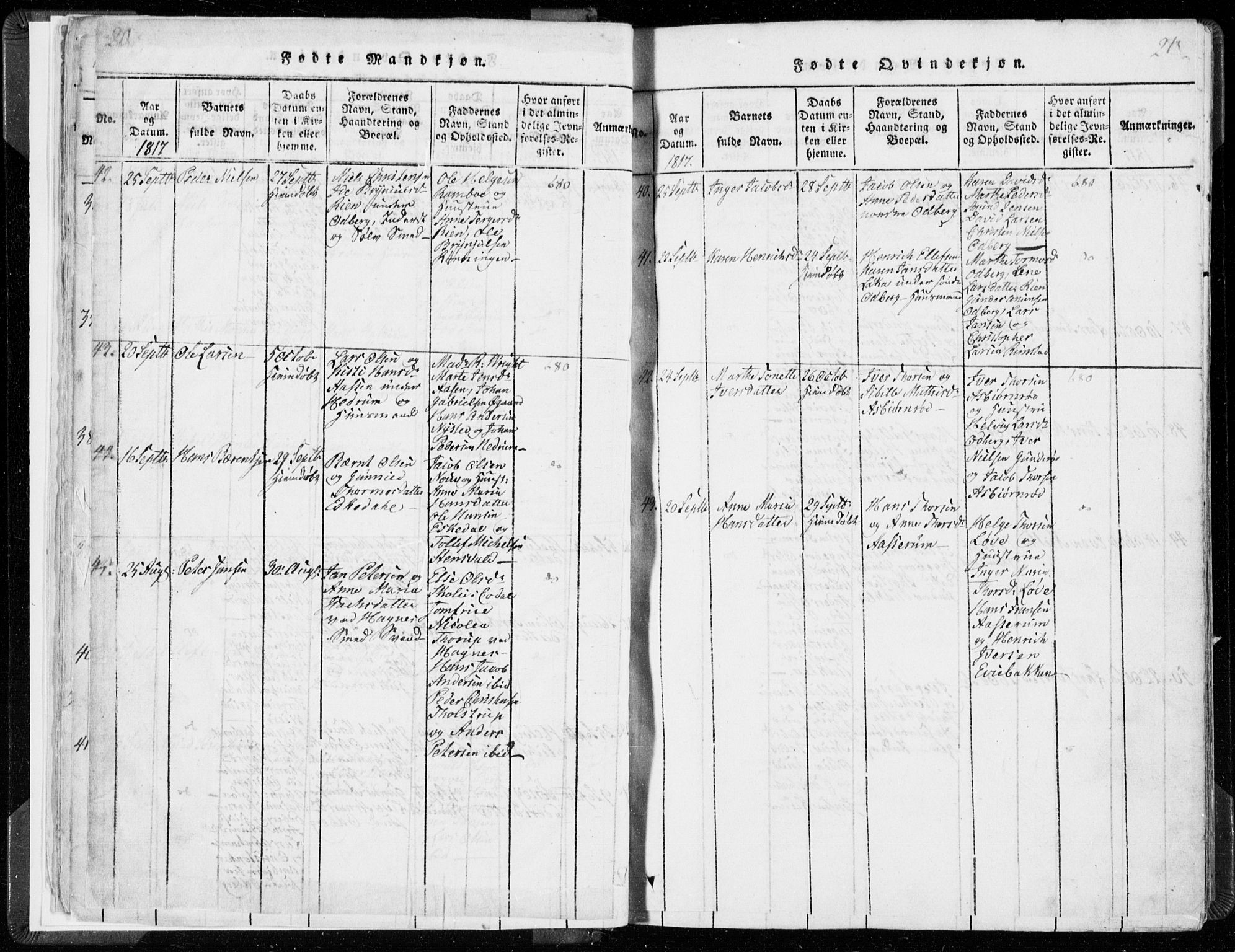 Hedrum kirkebøker, AV/SAKO-A-344/F/Fa/L0004: Parish register (official) no. I 4, 1817-1835, p. 20-21