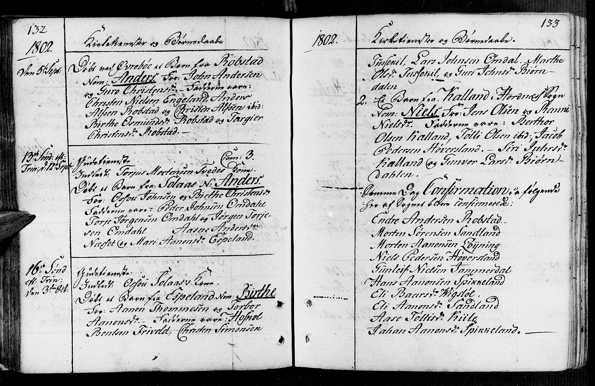 Vennesla sokneprestkontor, AV/SAK-1111-0045/Fa/Faa/L0002: Parish register (official) no. A 2, 1785-1834, p. 132-133