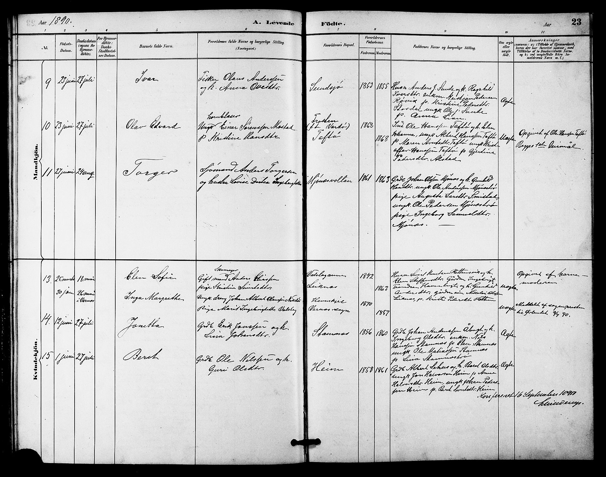 Ministerialprotokoller, klokkerbøker og fødselsregistre - Sør-Trøndelag, AV/SAT-A-1456/633/L0519: Parish register (copy) no. 633C01, 1884-1905, p. 23