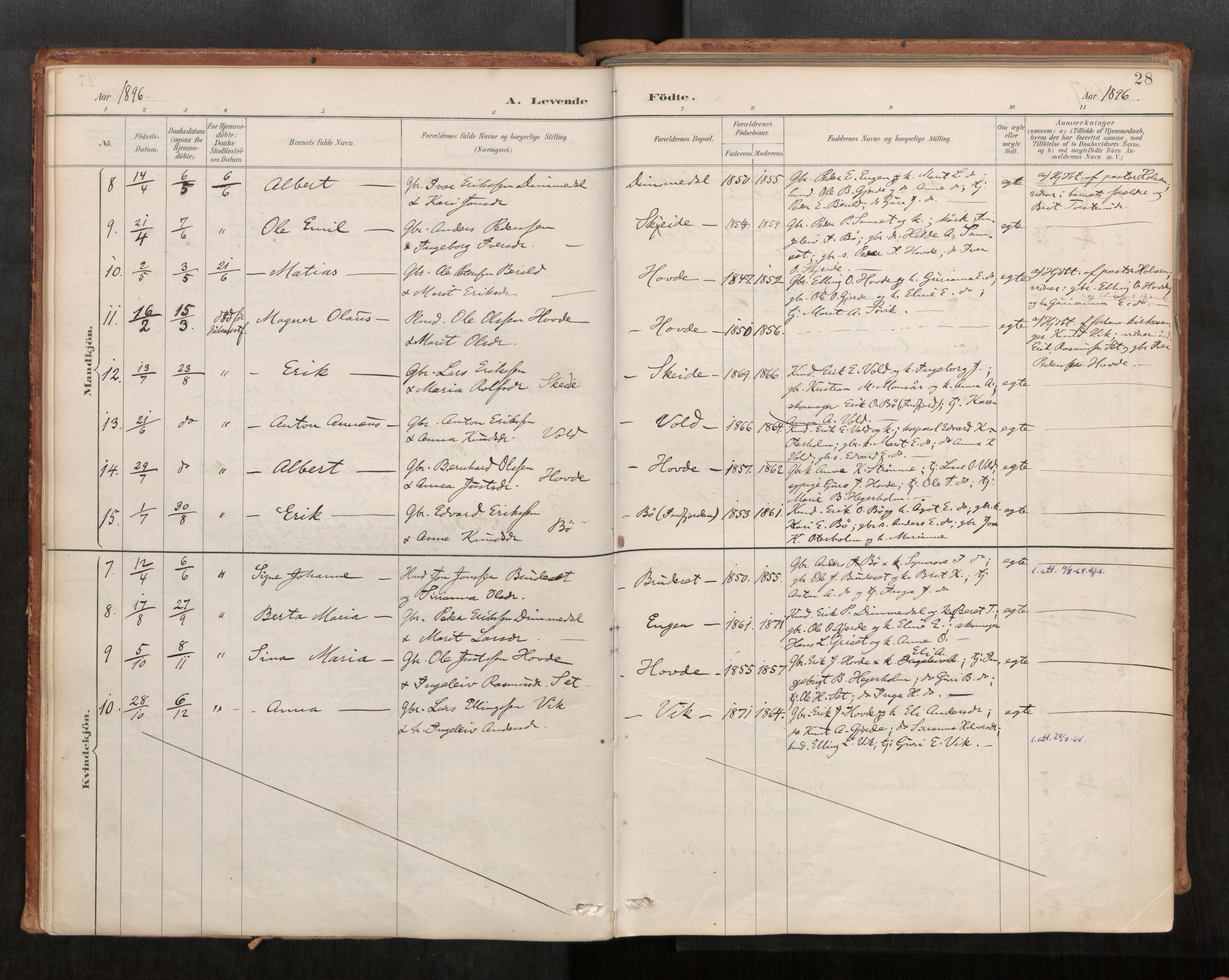 Ministerialprotokoller, klokkerbøker og fødselsregistre - Møre og Romsdal, SAT/A-1454/543/L0568: Parish register (official) no. 543A03, 1885-1915, p. 28