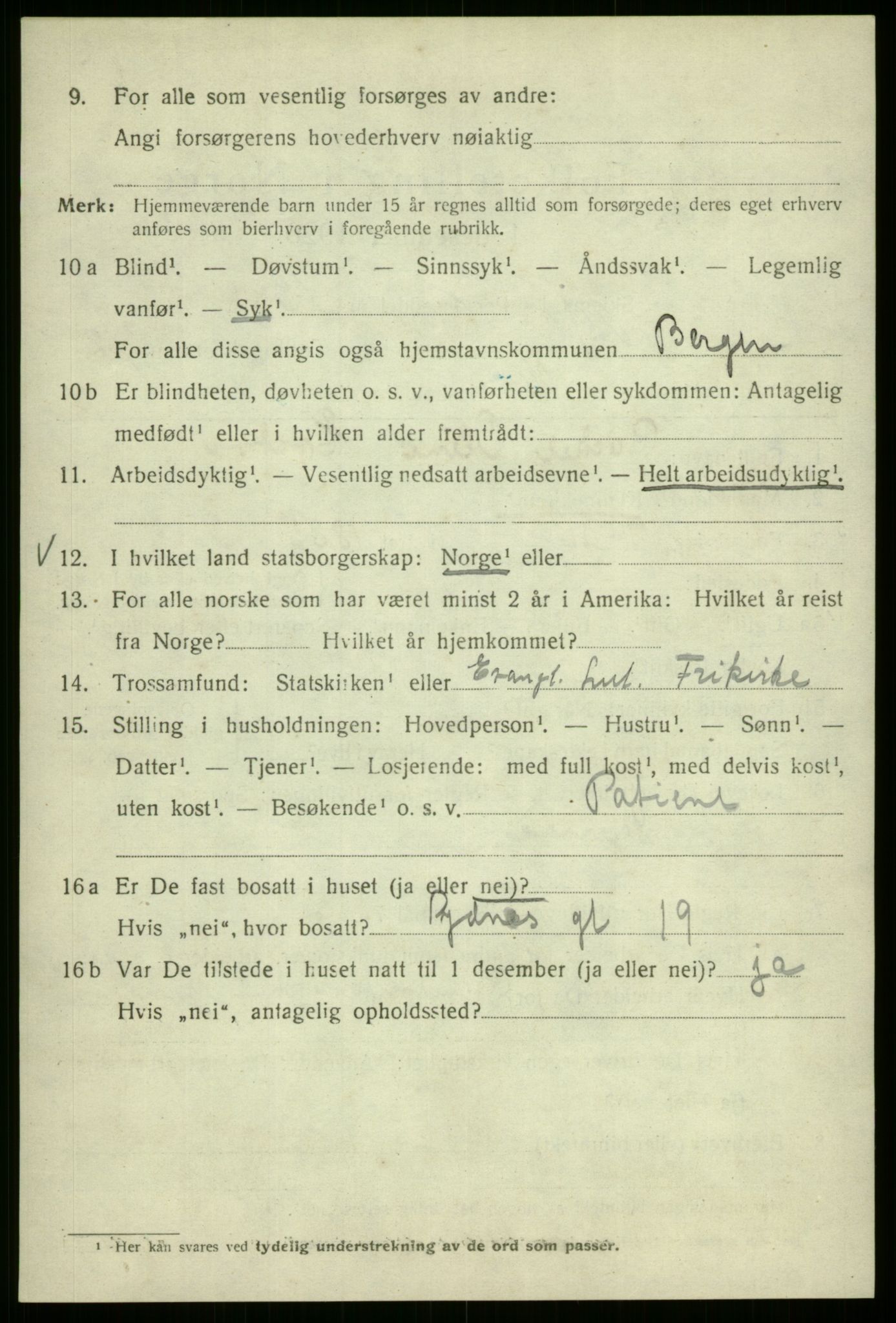 SAB, 1920 census for Bergen, 1920, p. 142361