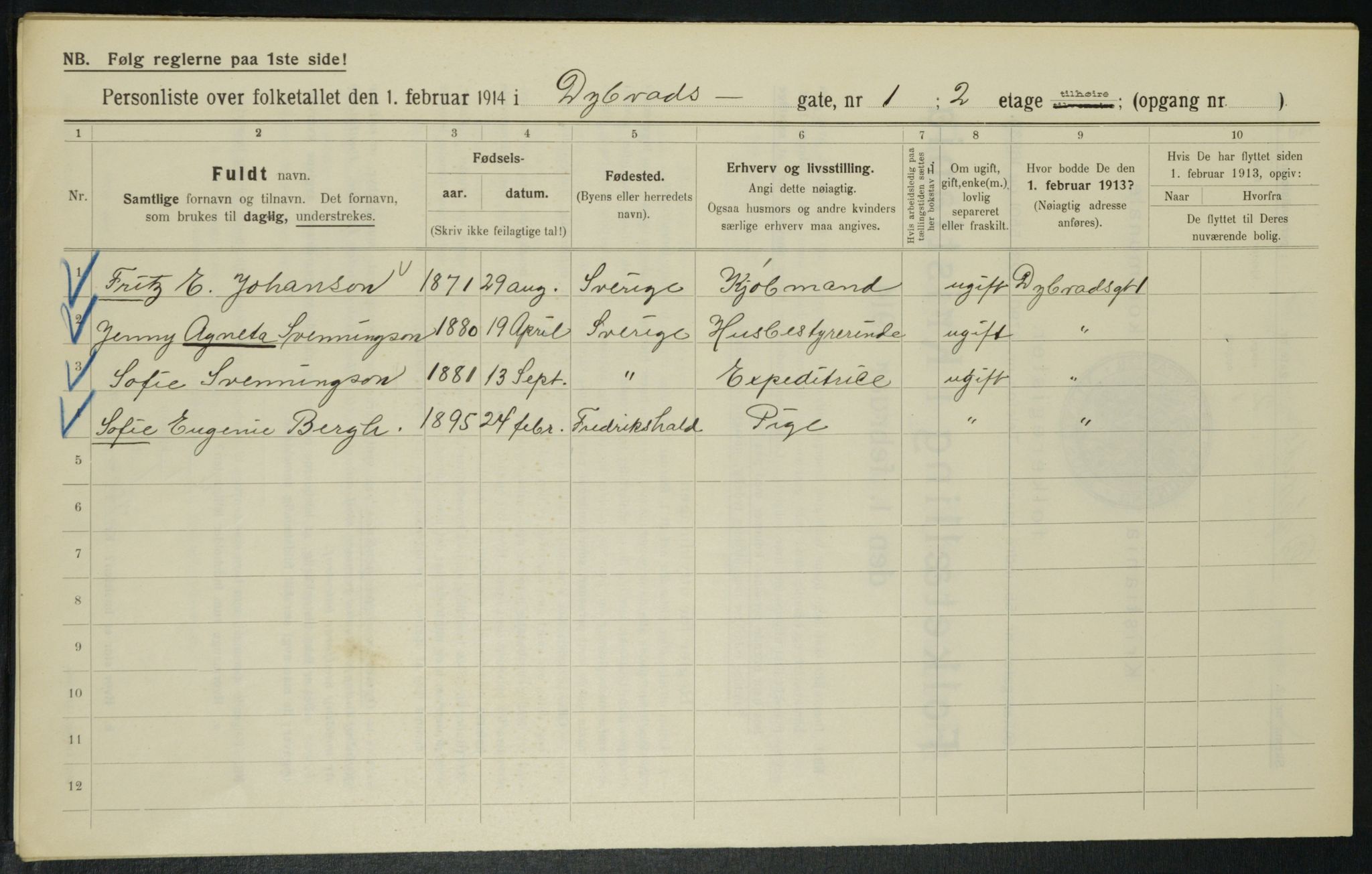 OBA, Municipal Census 1914 for Kristiania, 1914, p. 17627