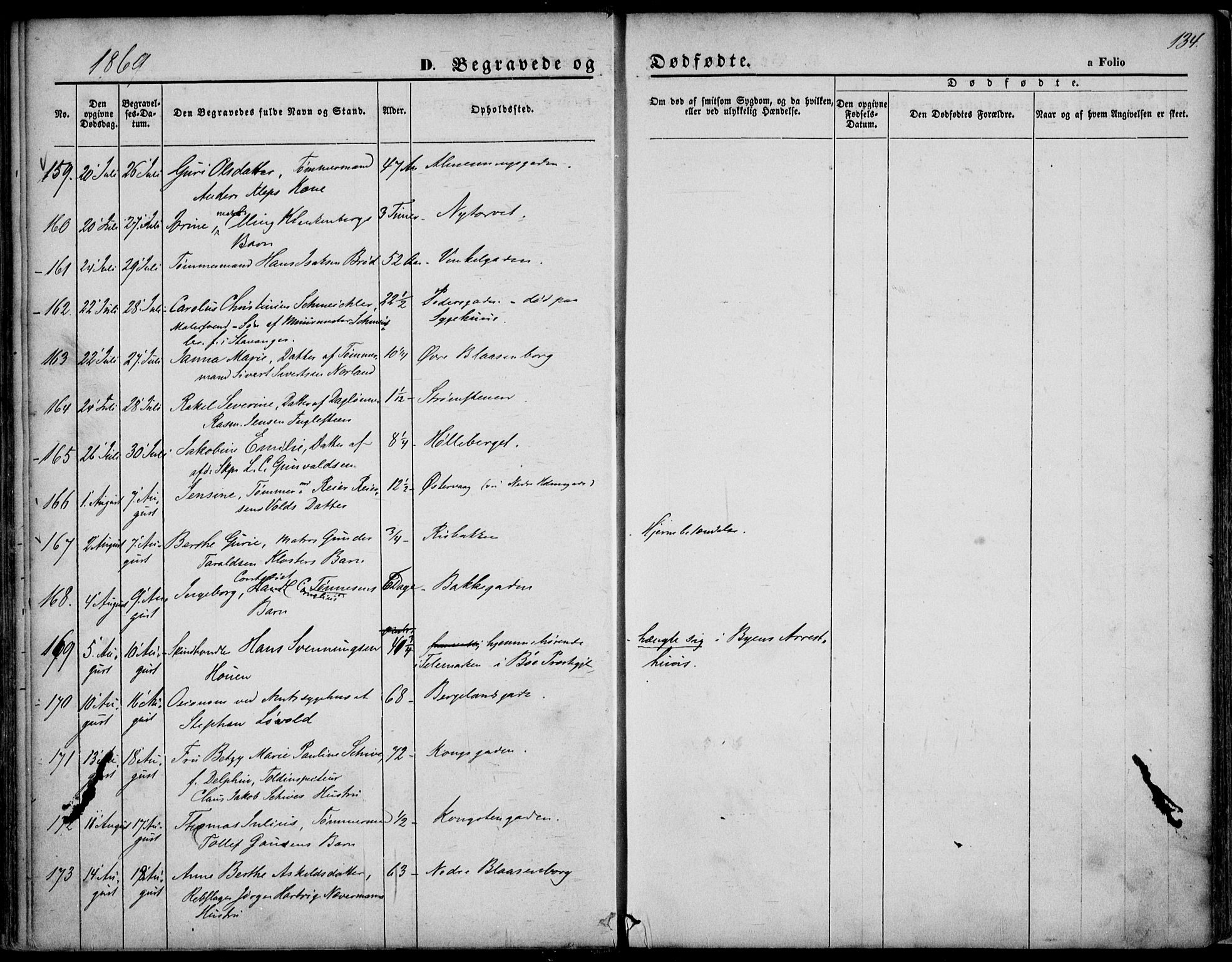 St. Petri sokneprestkontor, AV/SAST-A-101813/001/30/30BA/L0003: Parish register (official) no. A 3, 1861-1872, p. 134