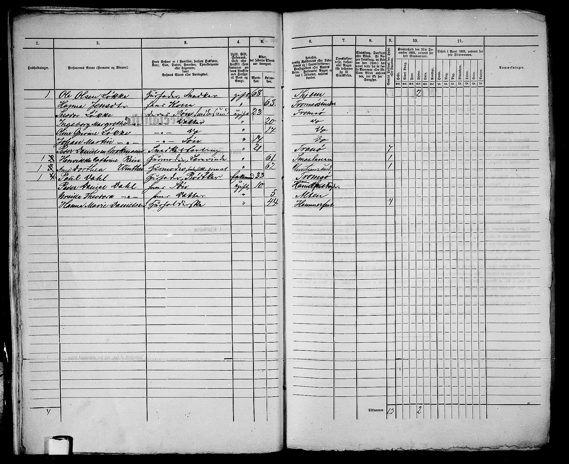 RA, 1865 census for Tromsø, 1865, p. 419