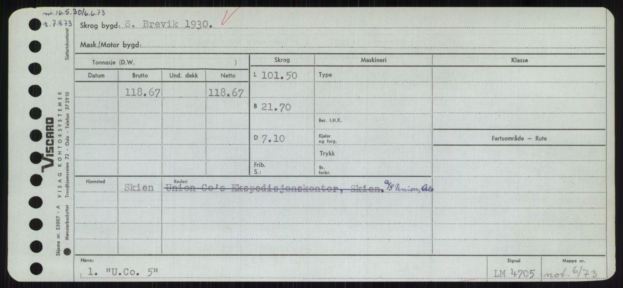 Sjøfartsdirektoratet med forløpere, Skipsmålingen, RA/S-1627/H/Hc/L0001: Lektere, A-Y, p. 565