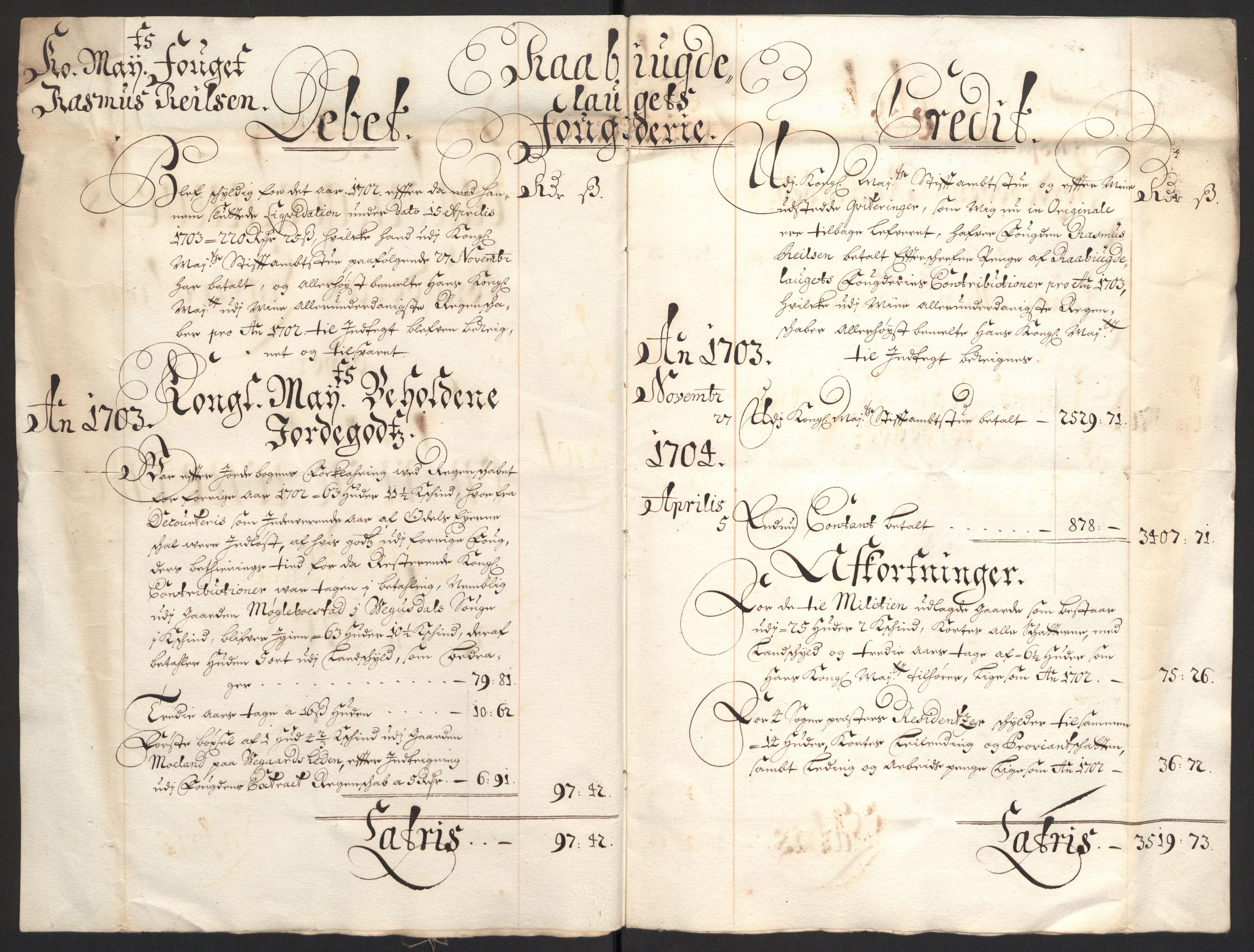 Rentekammeret inntil 1814, Reviderte regnskaper, Fogderegnskap, AV/RA-EA-4092/R40/L2447: Fogderegnskap Råbyggelag, 1703-1705, p. 9