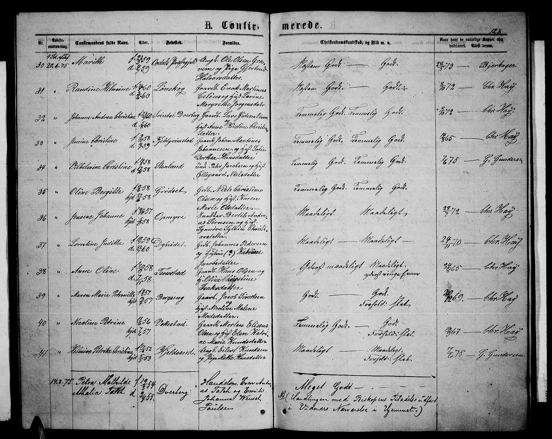 Ministerialprotokoller, klokkerbøker og fødselsregistre - Nordland, AV/SAT-A-1459/893/L1348: Parish register (copy) no. 893C03, 1867-1877, p. 128
