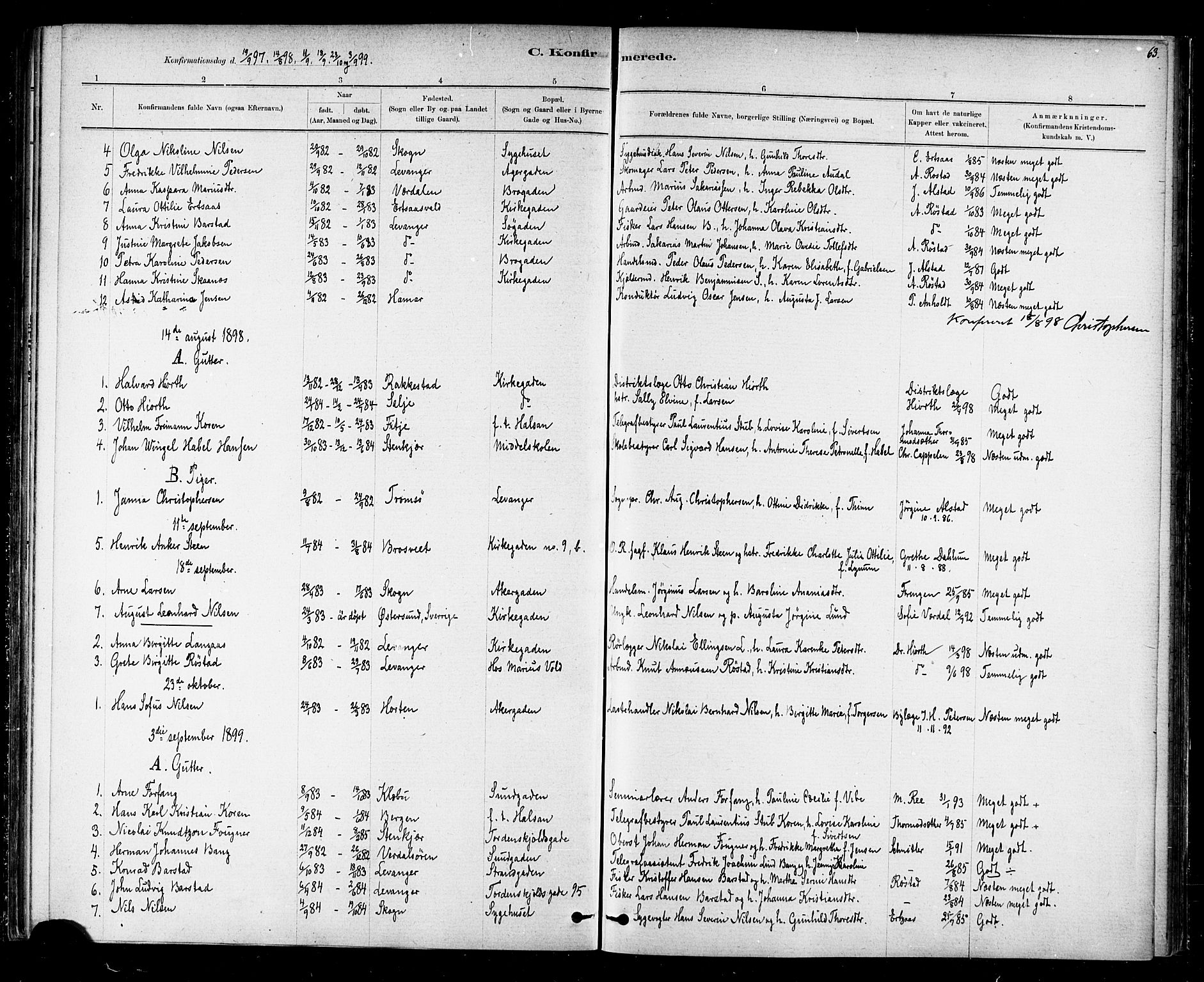 Ministerialprotokoller, klokkerbøker og fødselsregistre - Nord-Trøndelag, SAT/A-1458/720/L0192: Parish register (copy) no. 720C01, 1880-1917, p. 63