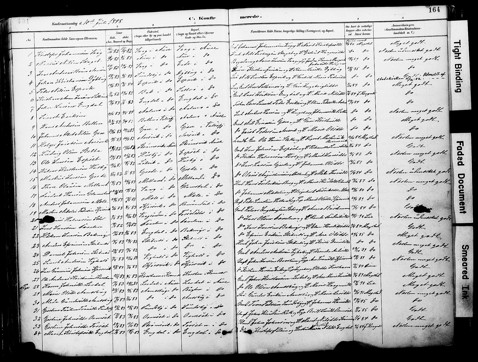 Ministerialprotokoller, klokkerbøker og fødselsregistre - Møre og Romsdal, AV/SAT-A-1454/578/L0907: Parish register (official) no. 578A06, 1887-1904, p. 164