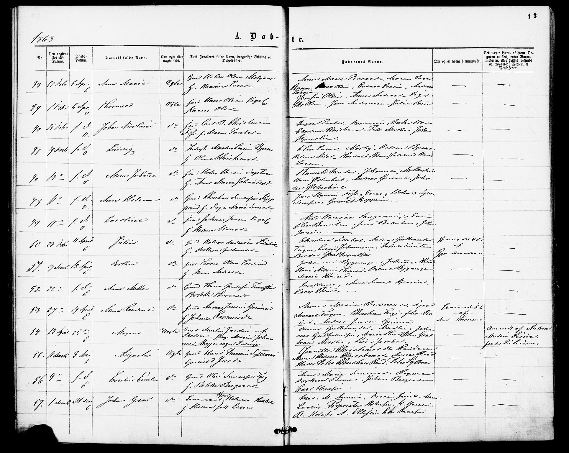 Enebakk prestekontor Kirkebøker, SAO/A-10171c/F/Fa/L0011: Parish register (official) no. I 11, 1862-1882, p. 13