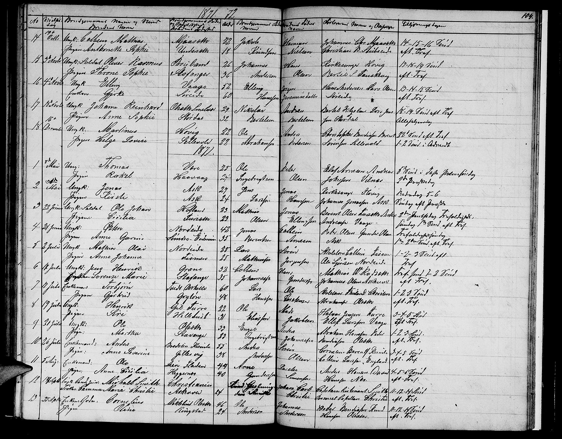 Askvoll sokneprestembete, SAB/A-79501/H/Hab/Haba/L0001: Parish register (copy) no. A 1, 1853-1872, p. 104