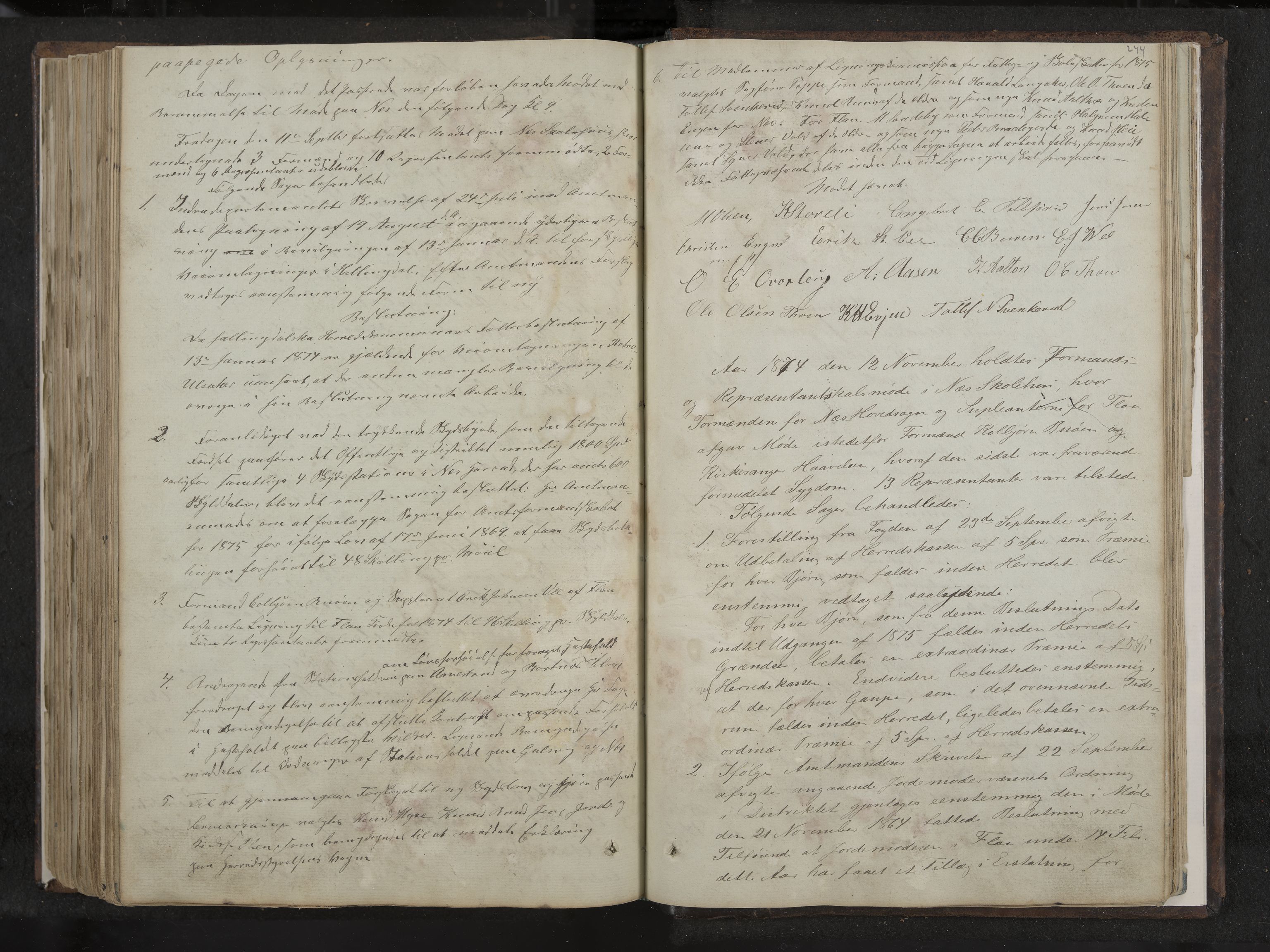 Nes formannskap og sentraladministrasjon, IKAK/0616021-1/A/Aa/L0001: Møtebok med register, 1838-1875, p. 244