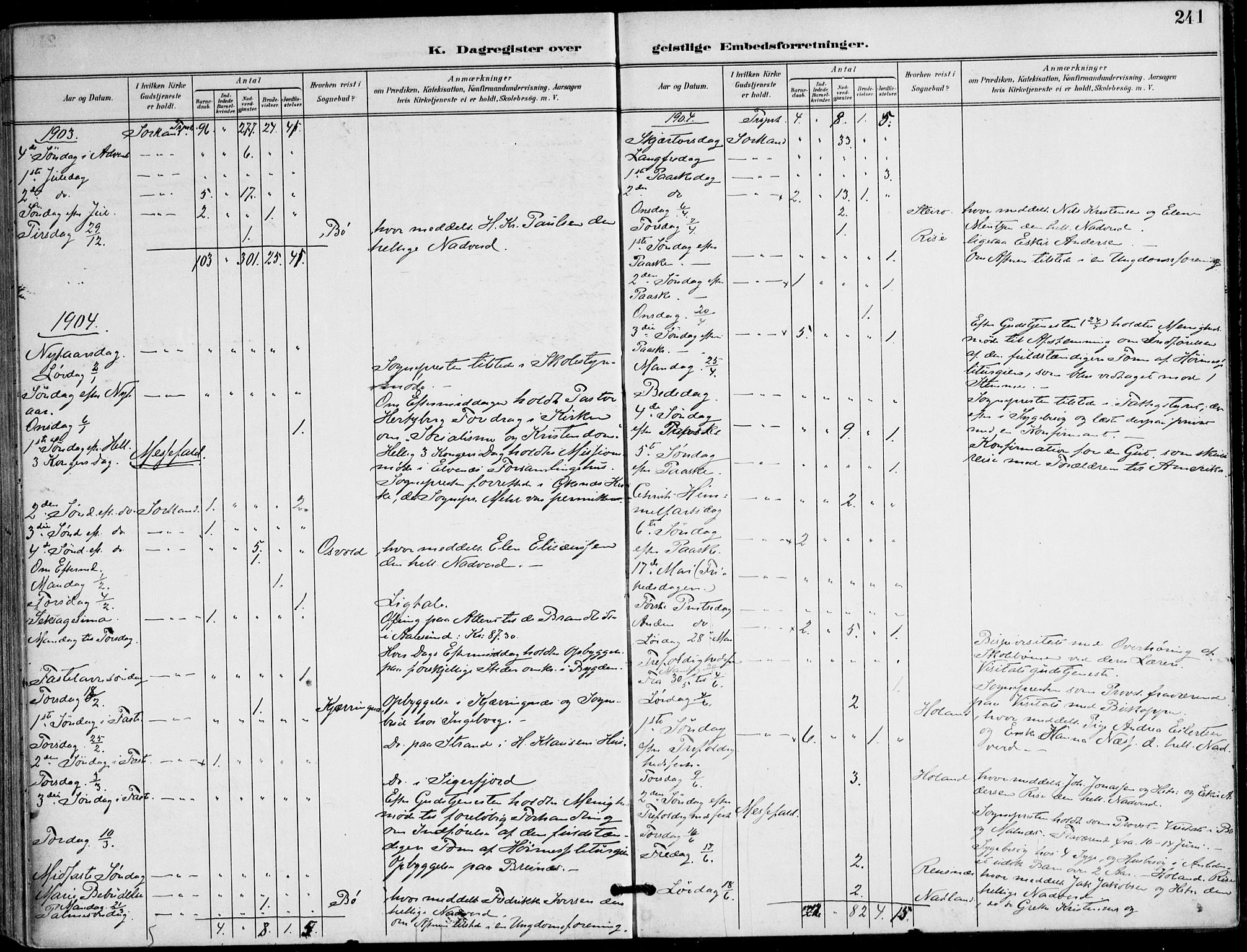 Ministerialprotokoller, klokkerbøker og fødselsregistre - Nordland, AV/SAT-A-1459/895/L1372: Parish register (official) no. 895A07, 1894-1914, p. 241