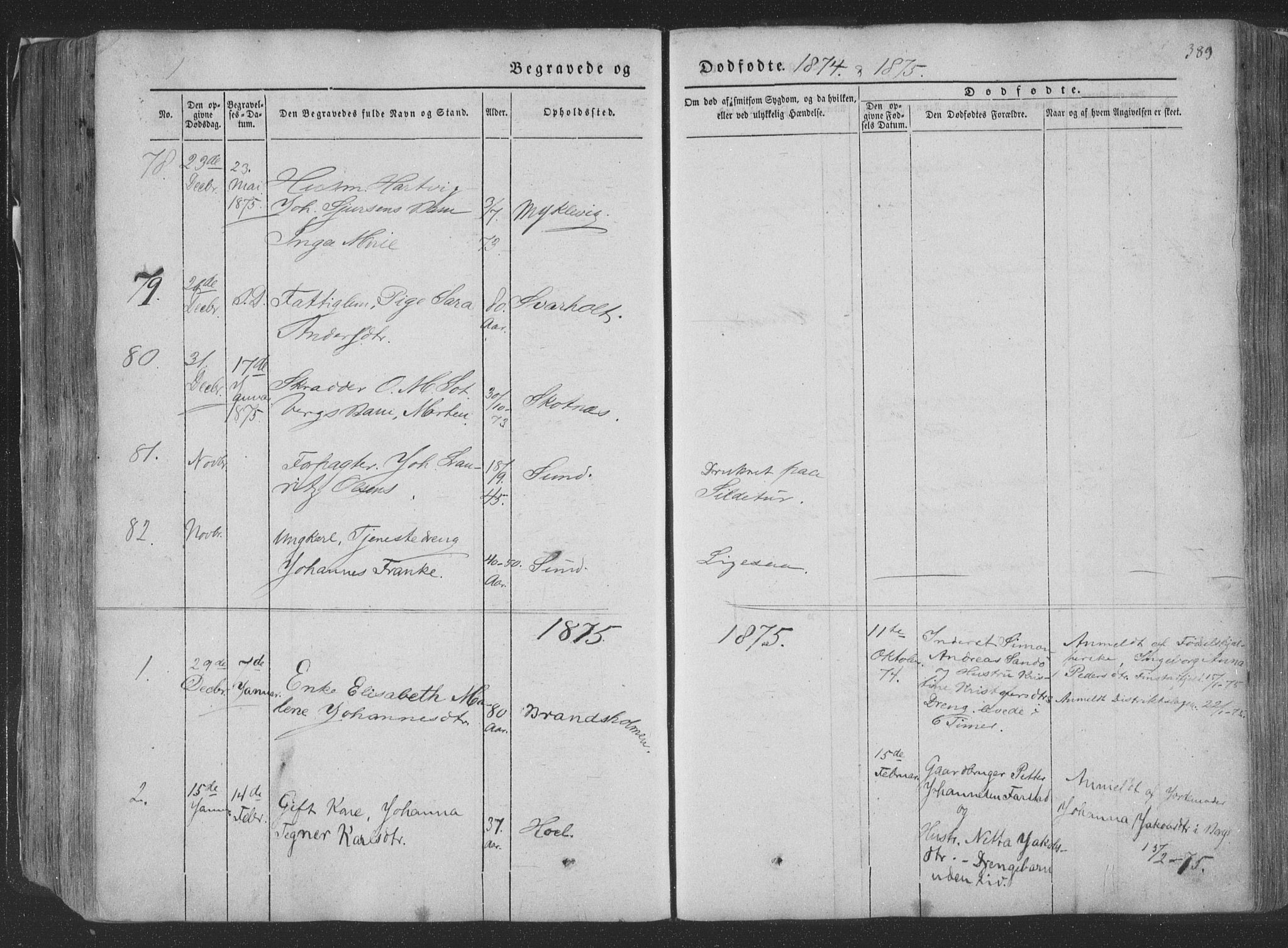 Ministerialprotokoller, klokkerbøker og fødselsregistre - Nordland, AV/SAT-A-1459/881/L1165: Parish register (copy) no. 881C02, 1854-1876, p. 389