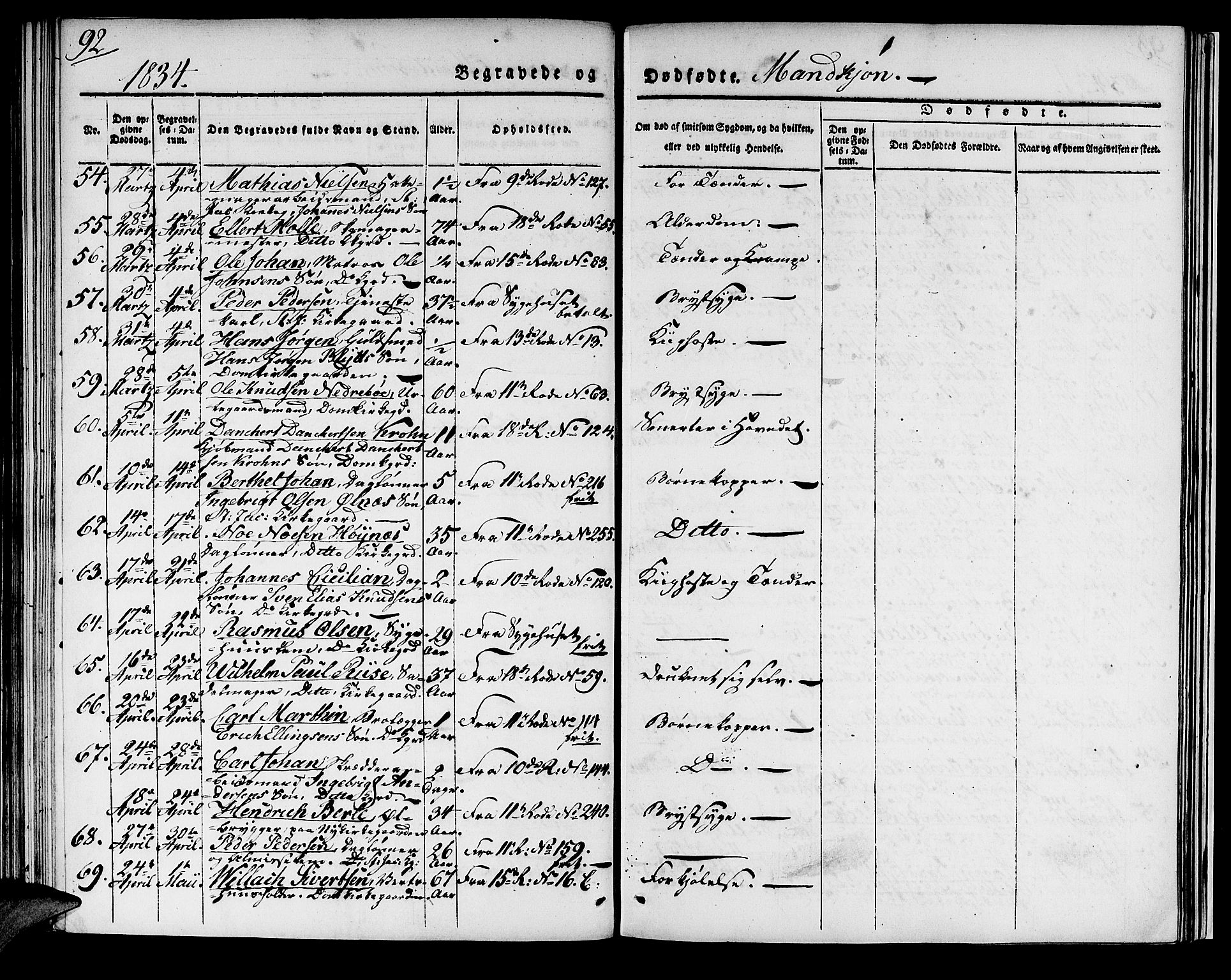 Domkirken sokneprestembete, SAB/A-74801/H/Haa/L0014: Parish register (official) no. A 13, 1830-1837, p. 92