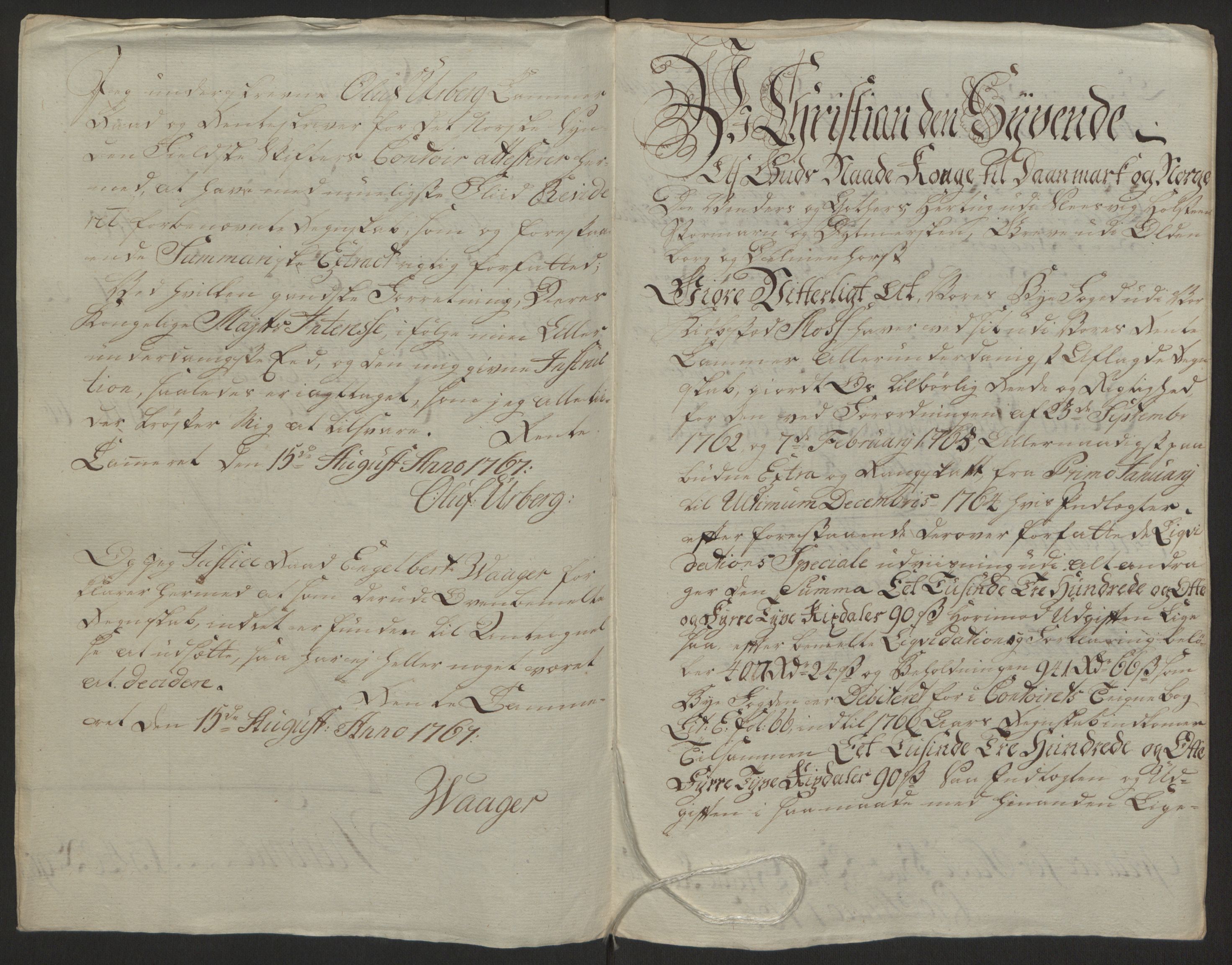 Rentekammeret inntil 1814, Reviderte regnskaper, Byregnskaper, AV/RA-EA-4066/R/Rc/L0042/0001: [C1] Kontribusjonsregnskap / Ekstraskatt, 1762-1765, p. 341