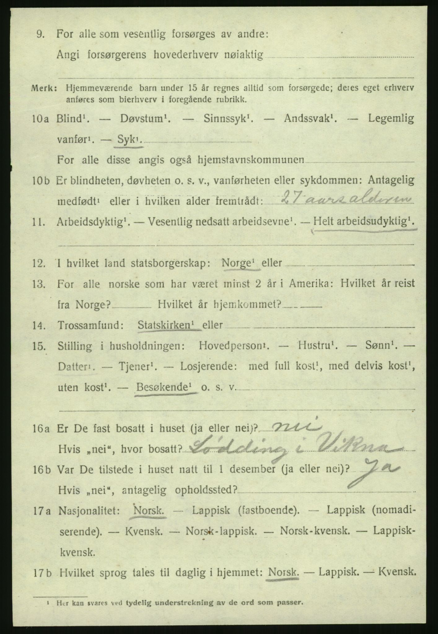 SAT, 1920 census for Vikna, 1920, p. 1554