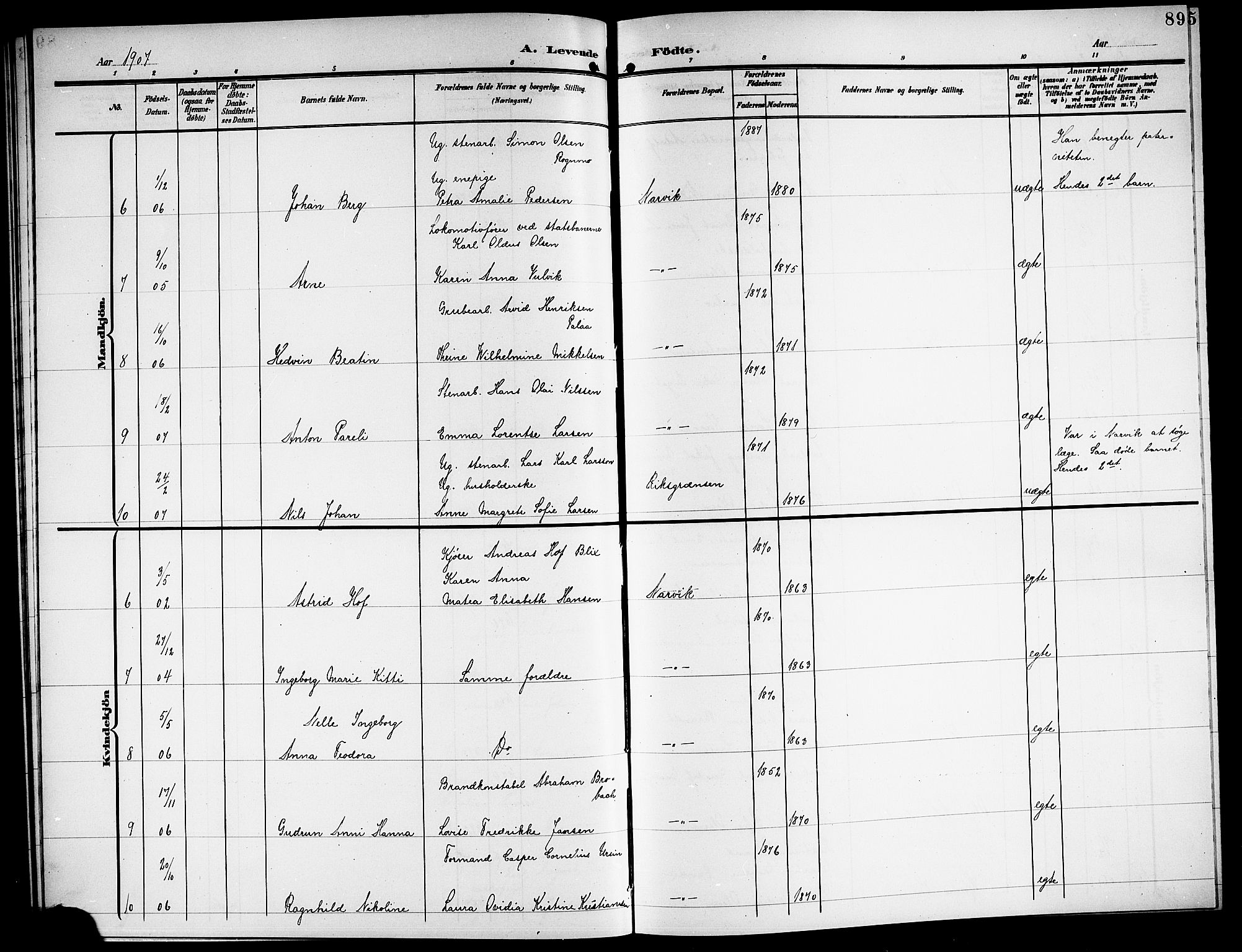 Ministerialprotokoller, klokkerbøker og fødselsregistre - Nordland, AV/SAT-A-1459/871/L1012: Parish register (copy) no. 871C01, 1902-1909, p. 89