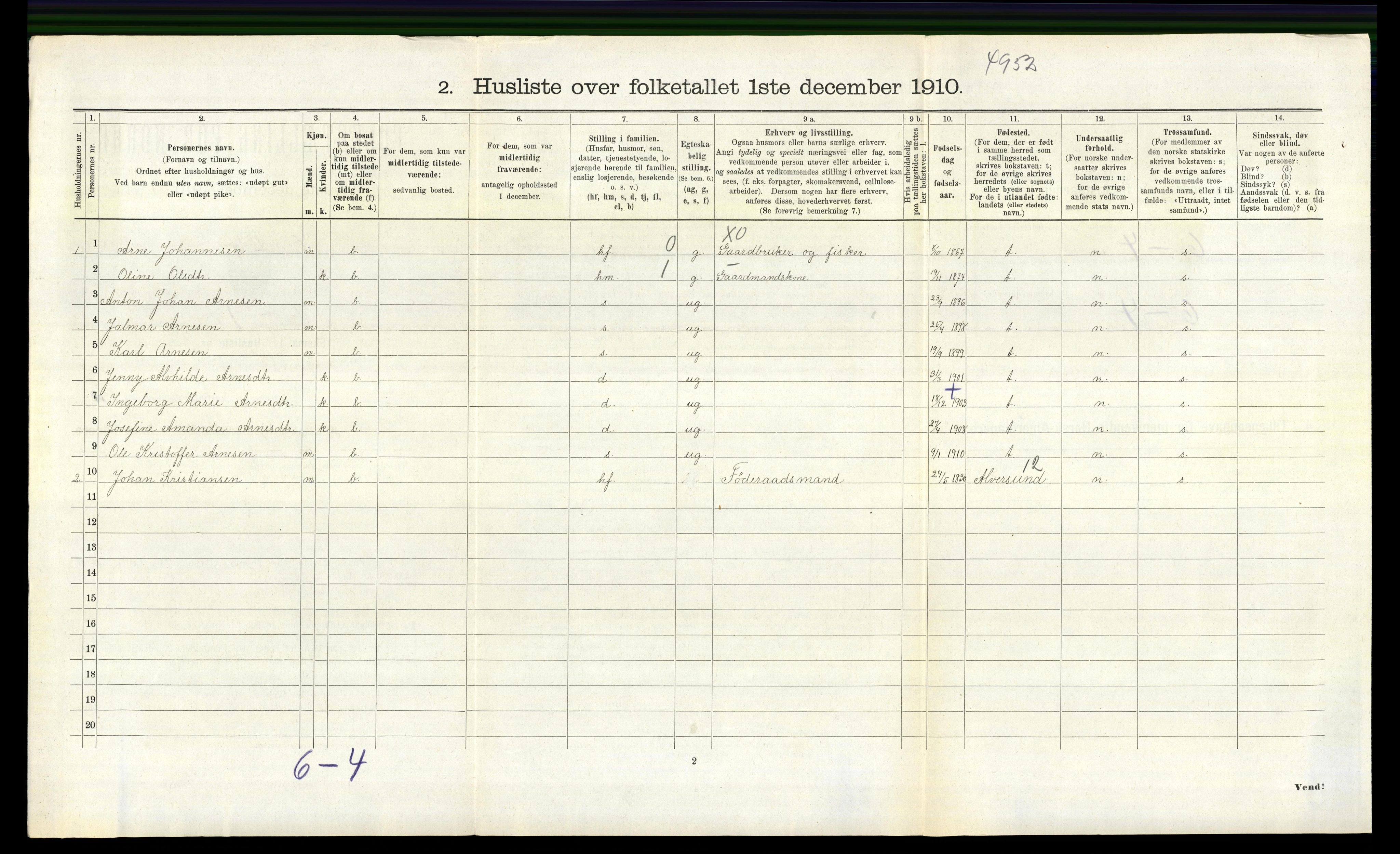 RA, 1910 census for Manger, 1910, p. 1176