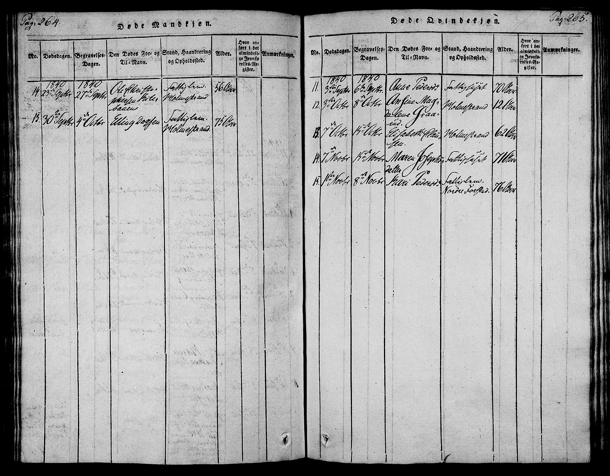 Holmestrand kirkebøker, SAKO/A-346/F/Fa/L0001: Parish register (official) no. 1, 1814-1840, p. 264-265