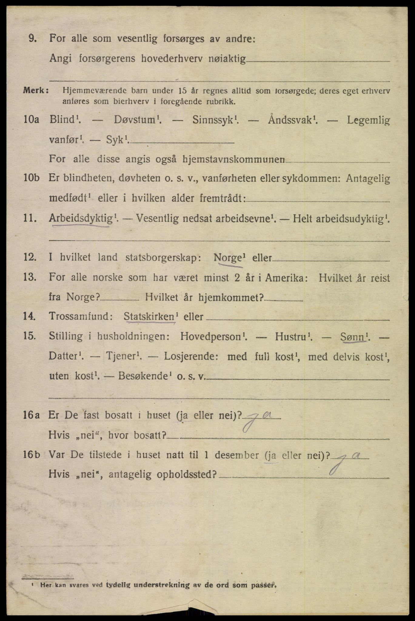 SAK, 1920 census for Øvre Sirdal, 1920, p. 540