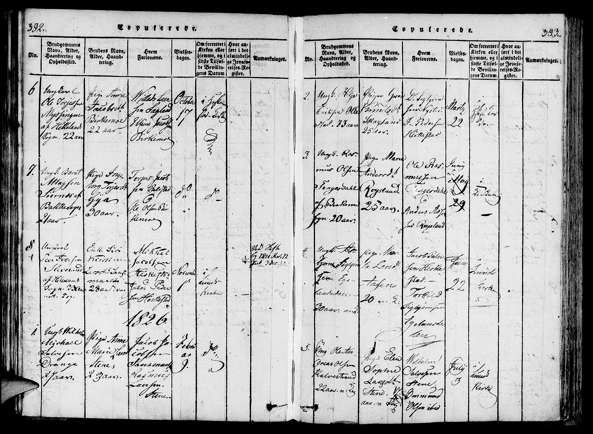 Lund sokneprestkontor, SAST/A-101809/S06/L0006: Parish register (official) no. A 6, 1816-1839, p. 392-393